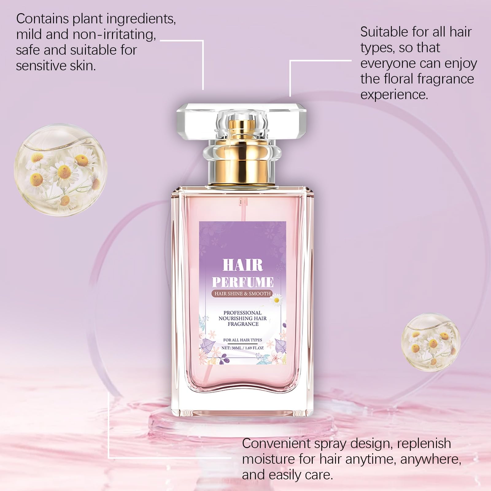 Premium Hair Perfume & Essential Oil Mist for Women - Hydrating & Nourishing Dry Damaged Hair, Anti-Frizz Treatment with Long-Lasting Pheromone Fragrance (1pc) - Perfect for Daily Styling, Salon-Like Care & Special Occasions