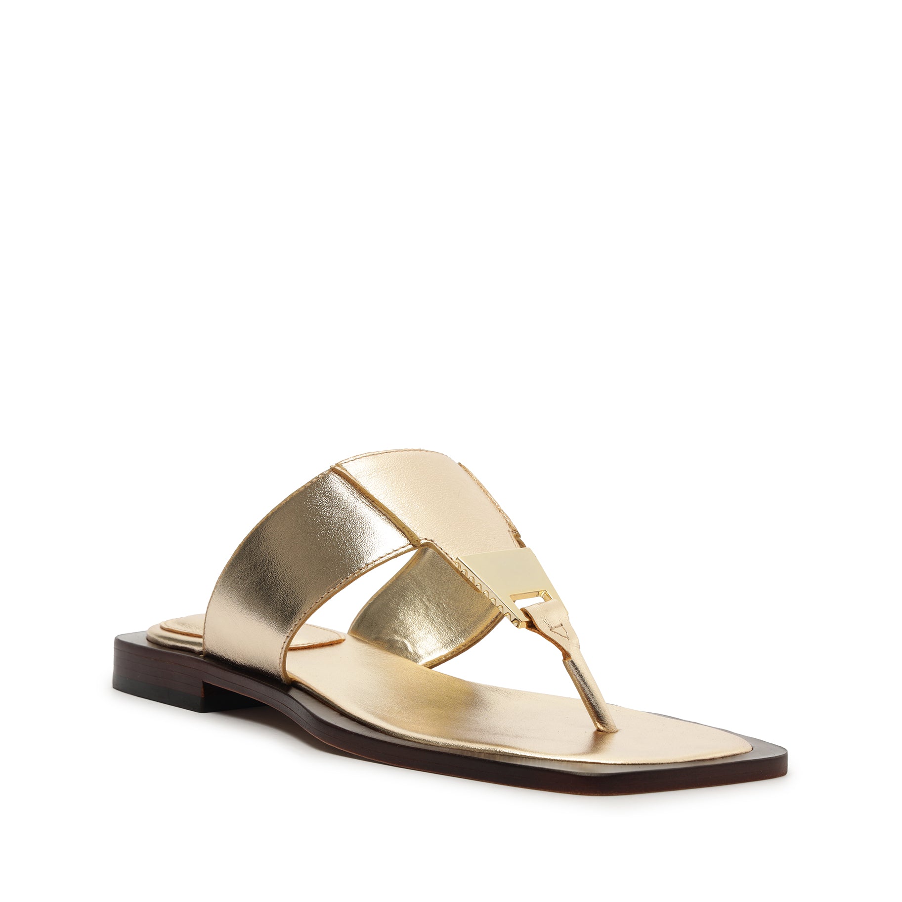 Salma Women's Metallic Leather Flat Sandals - Comfortable Summer Casual Shoes for Beach, Vacation and Daily Wear