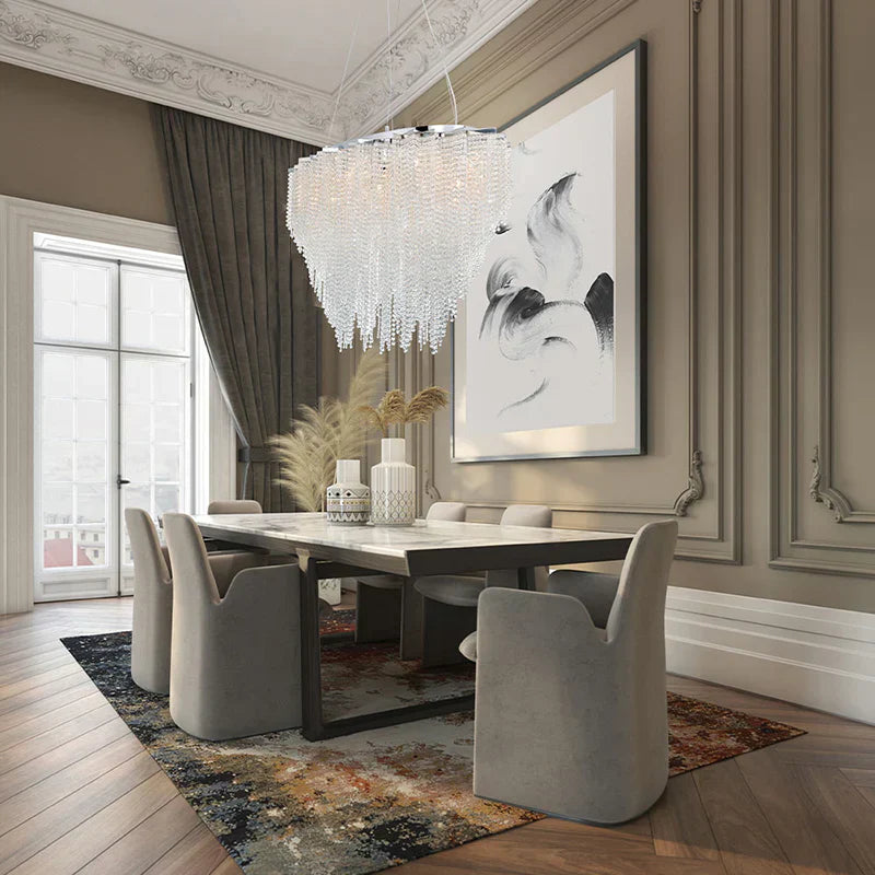 Elegant Cohen Crystal Oval Chandelier - Modern Dining Room Lighting Fixture for Home Decor | Perfect for Living Room, Bedroom & Entryway