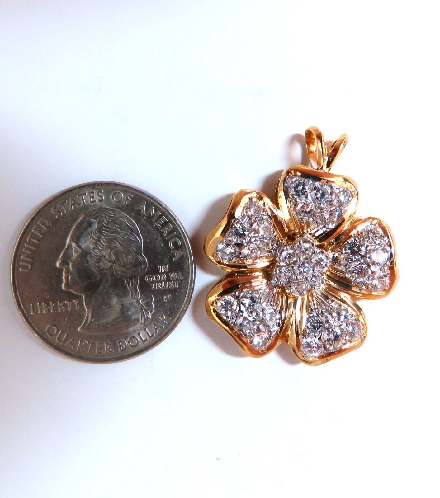 2 Carat Natural Diamond Flower Cluster Pendant in 14K Gold - Elegant Necklace for Weddings, Anniversaries & Special Occasions