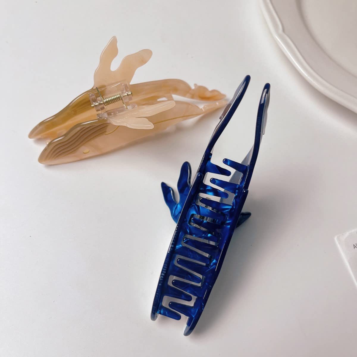 Whale Hair Clips for Women - Blue Acetate Small Claw Clips for Girls & Women - Perfect for Everyday Styling