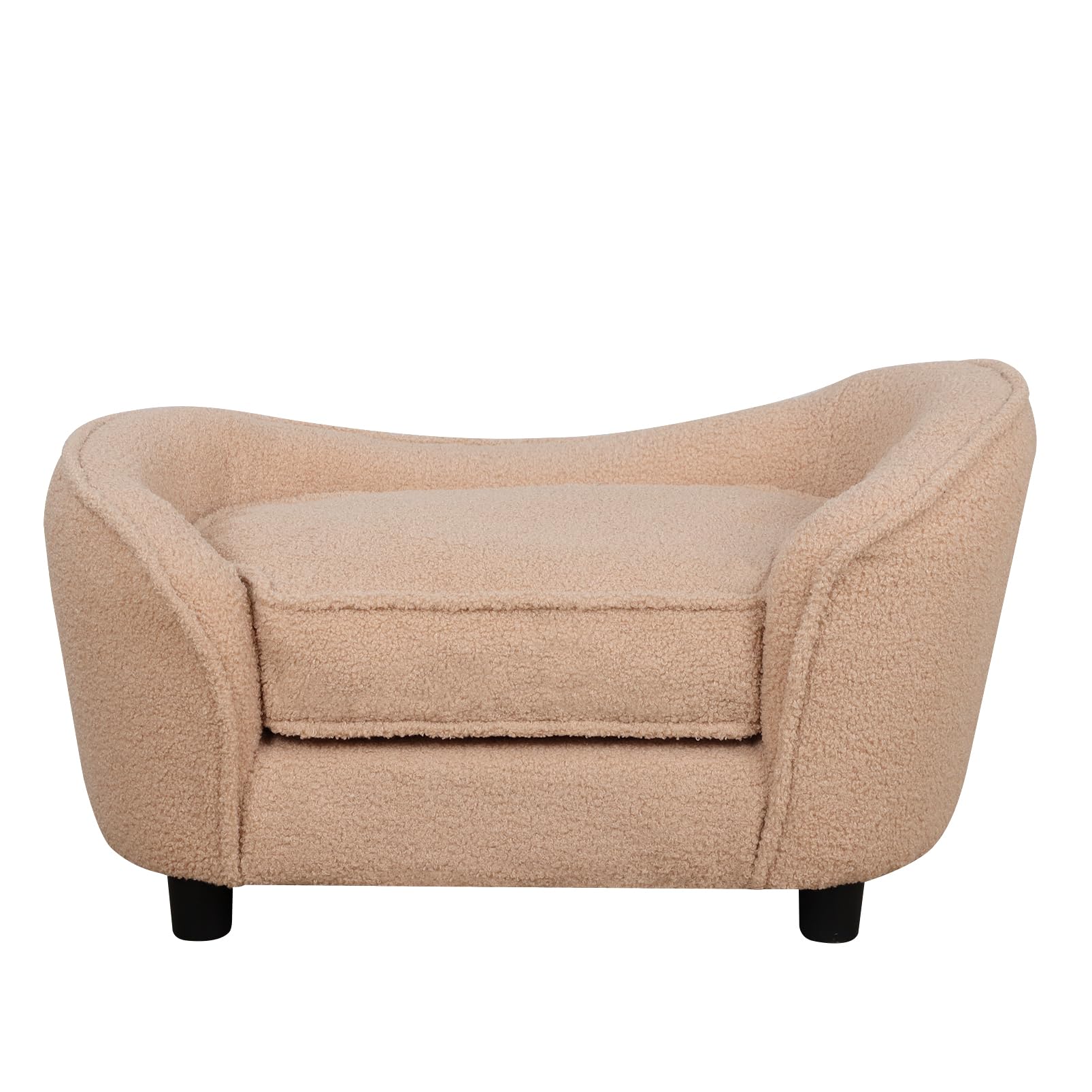 Premium Cat & Dog Bed Sofa - Adjustable Plastic Legs, Soft Velvet Cover with Removable & Washable Cushion - Cozy Pet Furniture for Puppies, Kittens & Small Pets (Brown) - Perfect for Living Room, Bedroom & Pet-Friendly Spaces