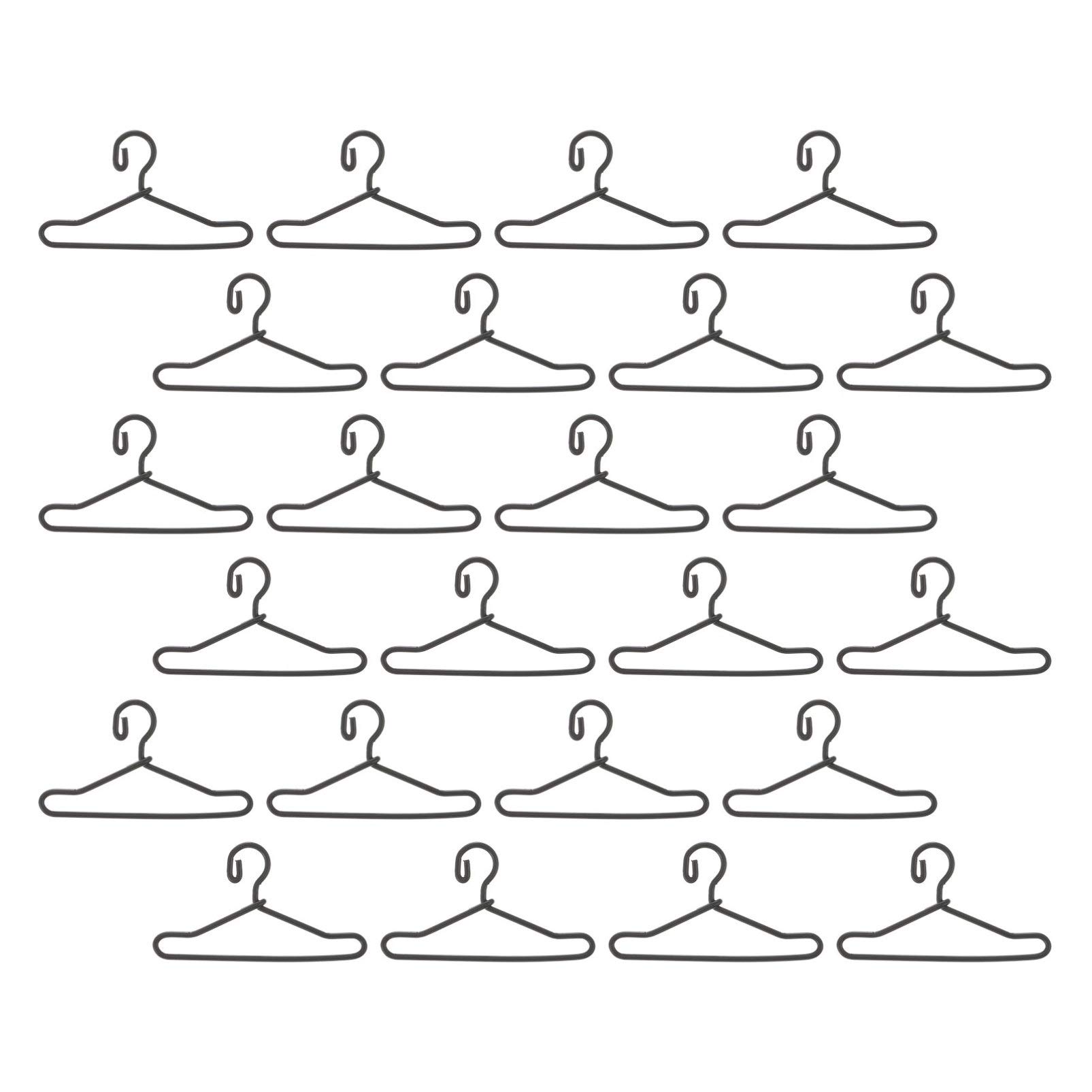 EXCEART 50pcs Mini Doll Clothes Hangers - 40mm Black Wire Hangers for Dollhouse & Kids Wardrobe | Perfect for Barbie Clothes, American Girl Doll Outfits & DIY Miniature Fashion Display
