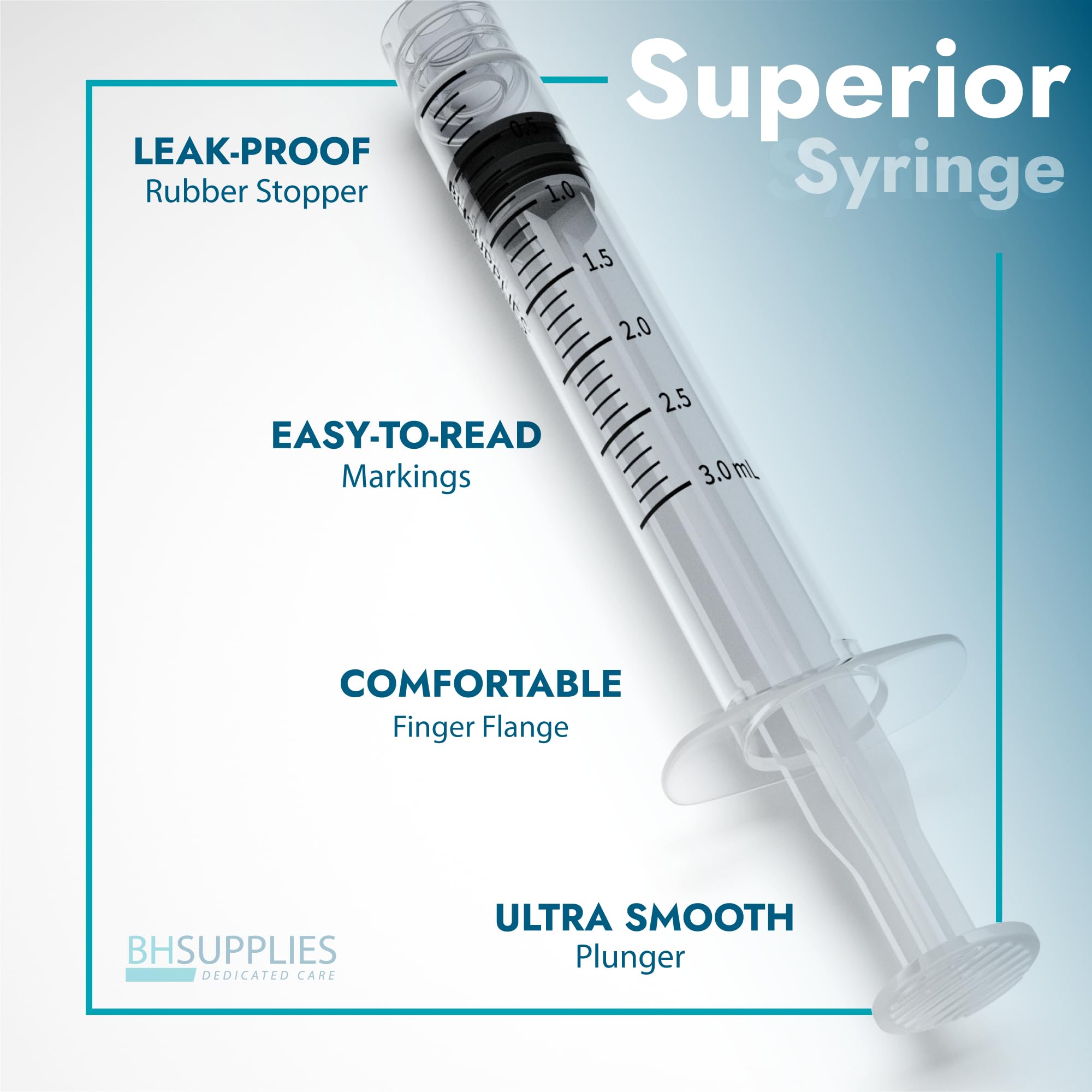 BH Supplies 10ml Luer Lock Tip Syringes (No Needle) - Sterile, Individually Wrapped, Case of 16 Boxes (1600 pcs) - Perfect for Medical, Laboratory, and Veterinary Use