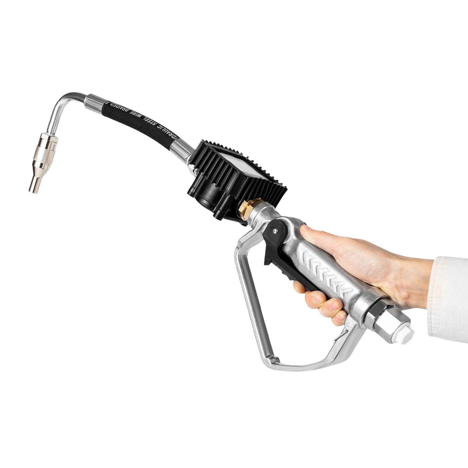Heavy Duty Digital Oil Transfer Pump - Air Operated Electronic Meter for Gasoline, Diesel & Fluids Dispensing with Control Valve & Nozzle | US Stock | Ideal for Auto Shops, Gas Stations & Industrial Use