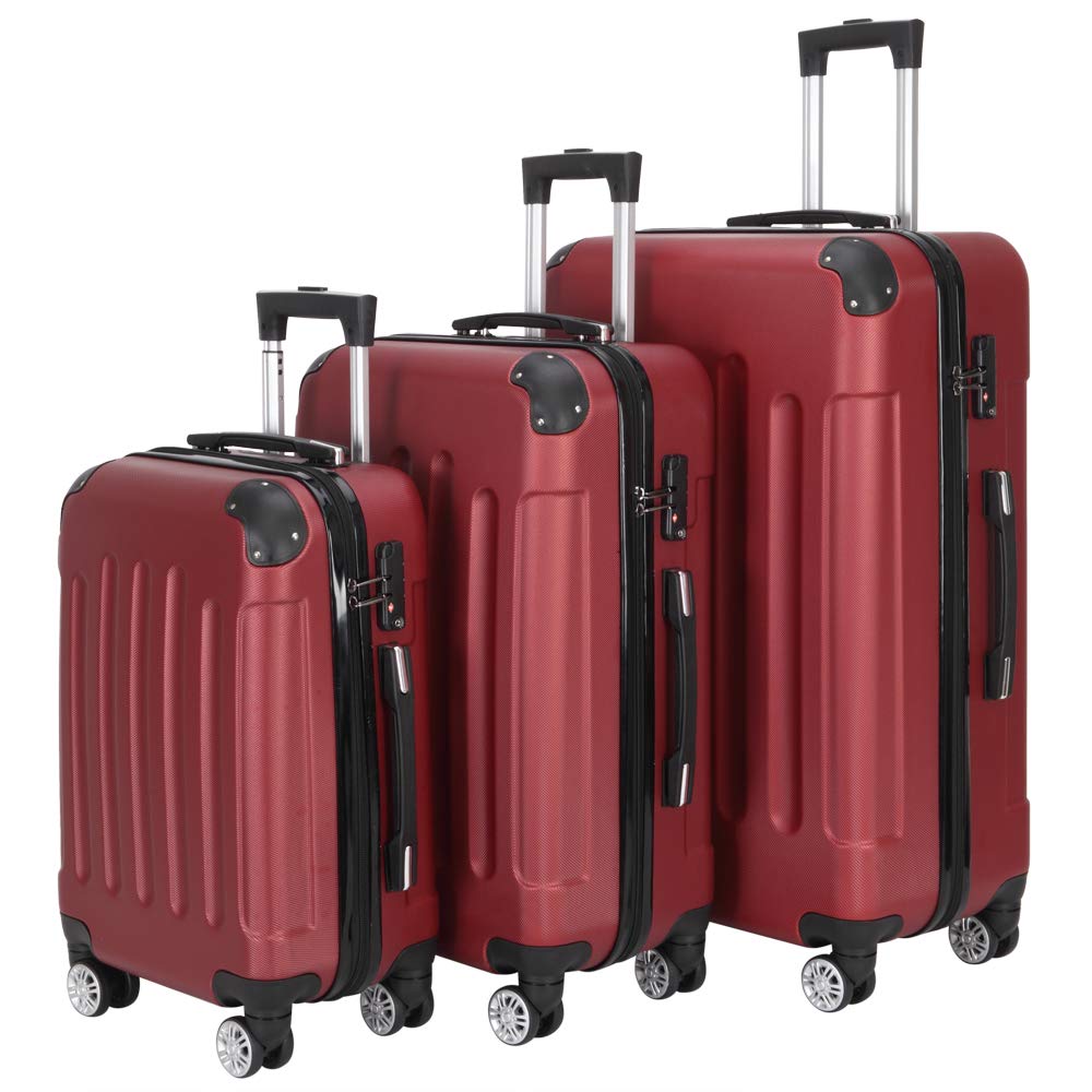 Lykos 3-in-1 Large Capacity Expandable Luggage Set with 360° Spinner Wheels - Red | Perfect for International Travel, Business Trips & Family Vacations