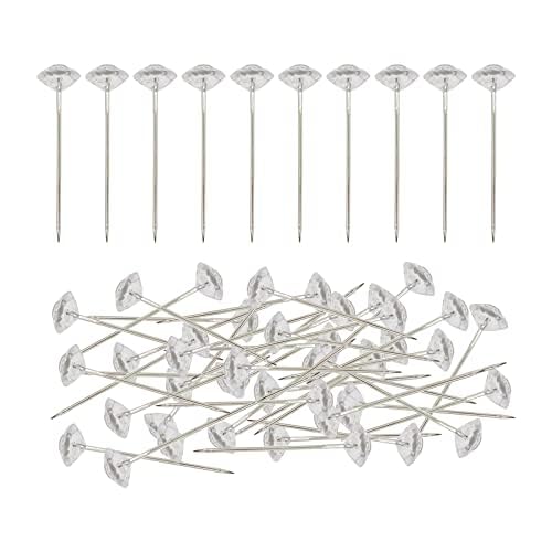 500Pcs Crystal Diamond Head Pins for DIY Jewelry & Wedding Decor - Floral Rhinestones Straight Pins for Bouquets & Corsages
