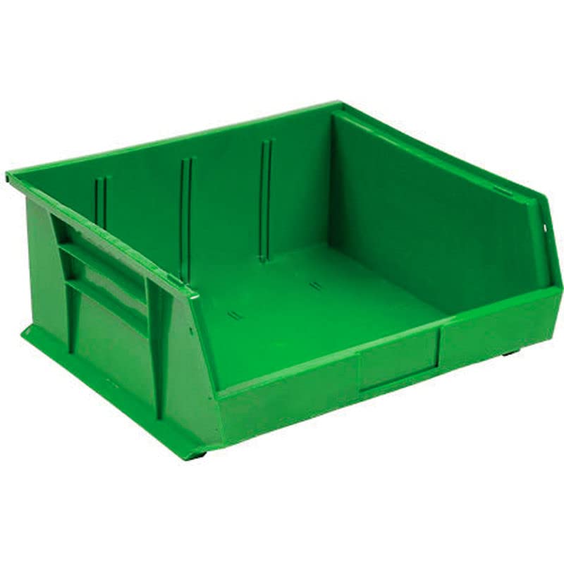 12-Pack Green Plastic Storage Bins - Hanging & Stackable Organizer Containers for Tools, Toys, School, Office & Hospital Supplies (11