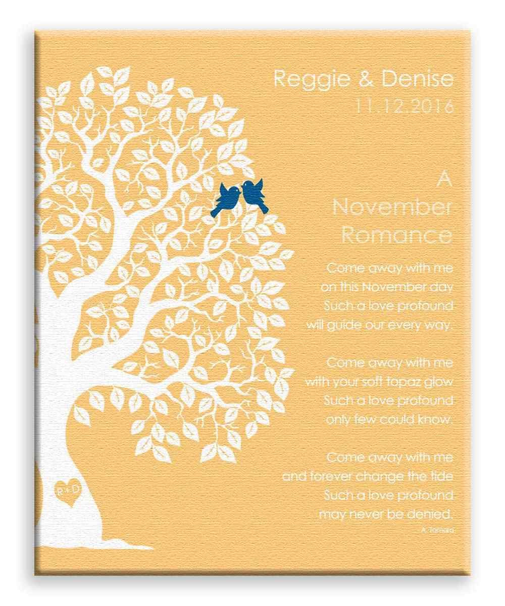 11x14 Personalized Mounted Canvas Art Print - Romantic November Love Poem for Engagement Gifts - Ready for Gift Wrapping (LTC-C1711) - Perfect for Anniversaries, Weddings & Home Decor