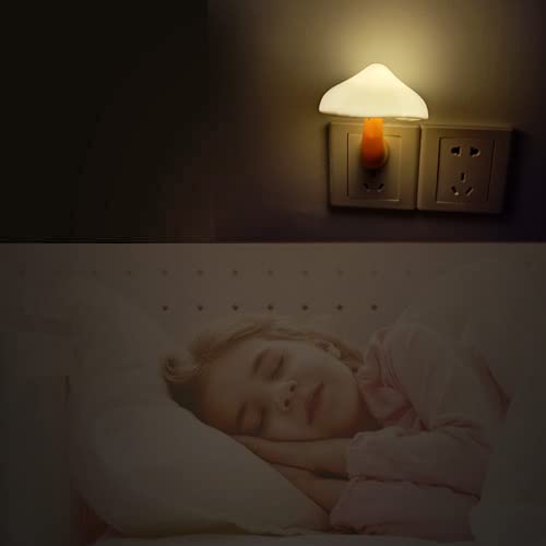 AUSAYE 2 Pack LED Night Light Plug-in Wall Lamp - Energy Saving Mushroom Night Lights for Bedroom, Bathroom, Hallway, Kitchen - Warm White Sensor Light for Kids & Adults - Perfect for Nighttime Safety and Convenience