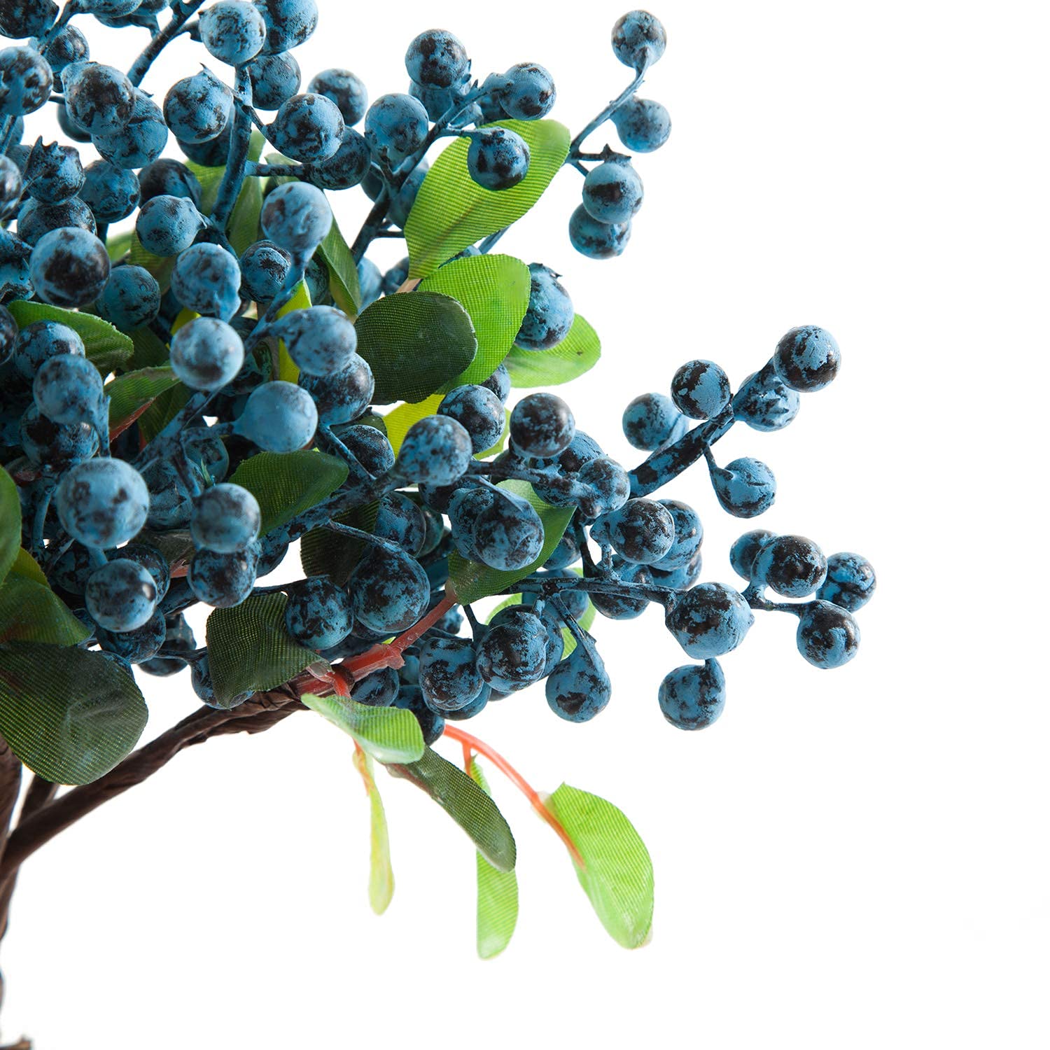 20 Pack SHACOS Artificial Blueberry Stems - 9.8 Inch Fake Blue Berries with Green Leaves for Christmas Decor, Holiday Crafts, DIY Home Decor, Floral Arrangements & Wedding Centerpieces (Berry Blue)