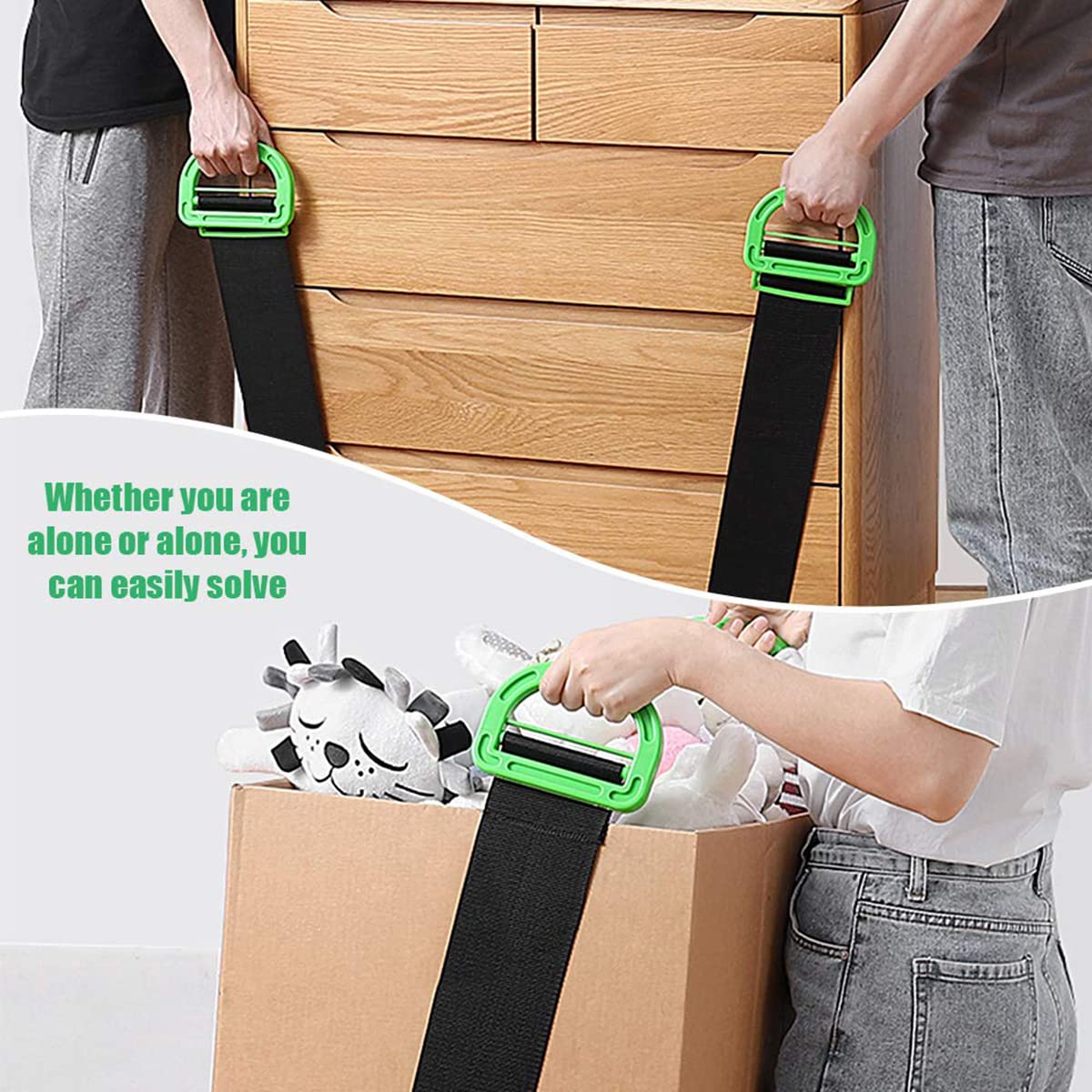 MOSOTON Heavy Duty Moving Straps - 2 Pack with 4 Free Safety Gloves - Secure Furniture, Mattress, Box Transport - Perfect for Home Moves, Storage & Delivery Services