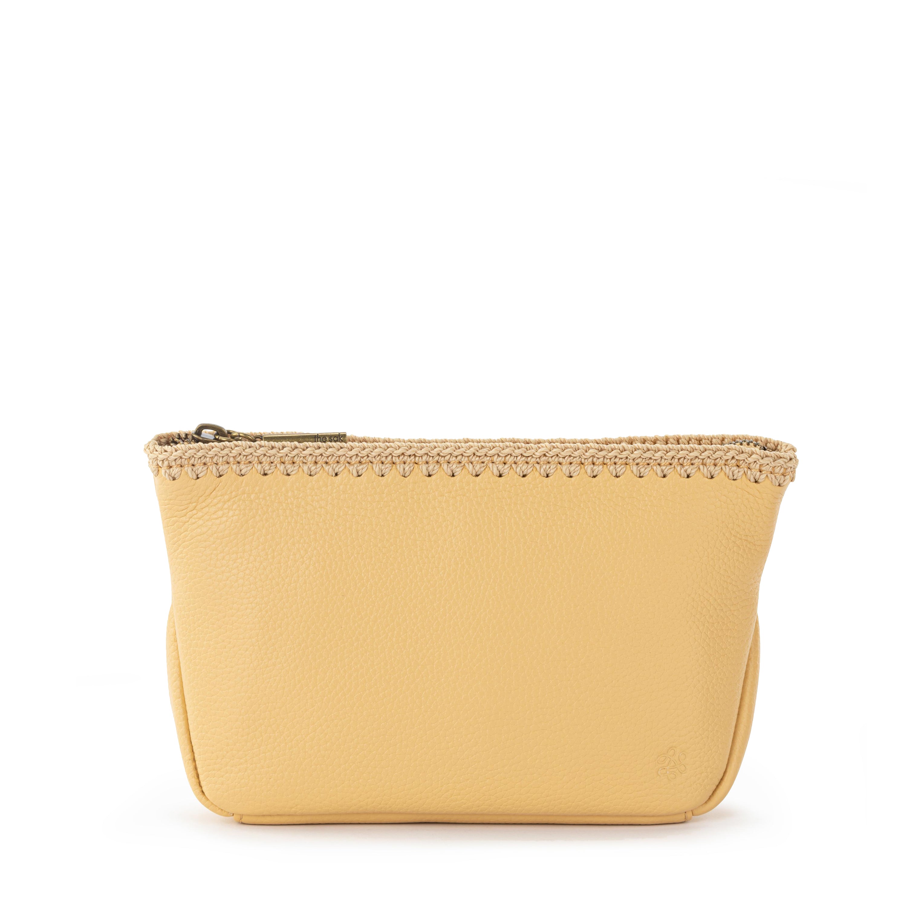 Premium Leather Essential Pouch - Buttercup Yellow - Perfect for Travel, Makeup & Everyday Essentials