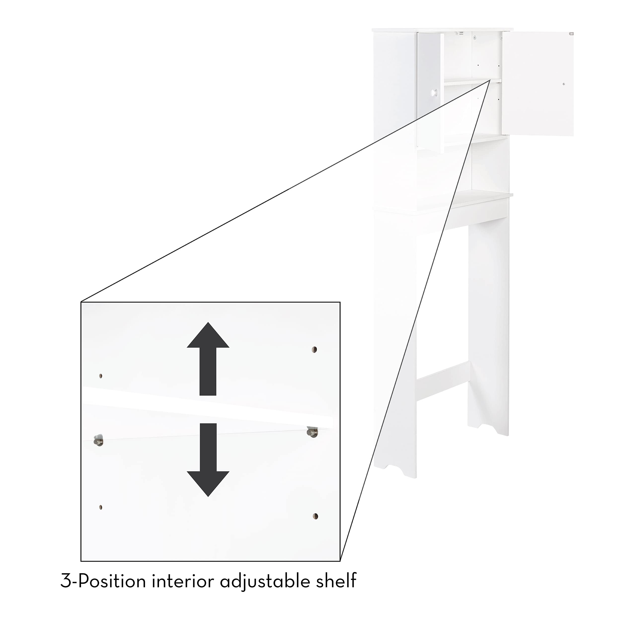 RiverRidge Medford Two Door White Space Saver Cabinet - Compact Storage Solution for Bathroom, Kitchen, or Laundry Room Organization