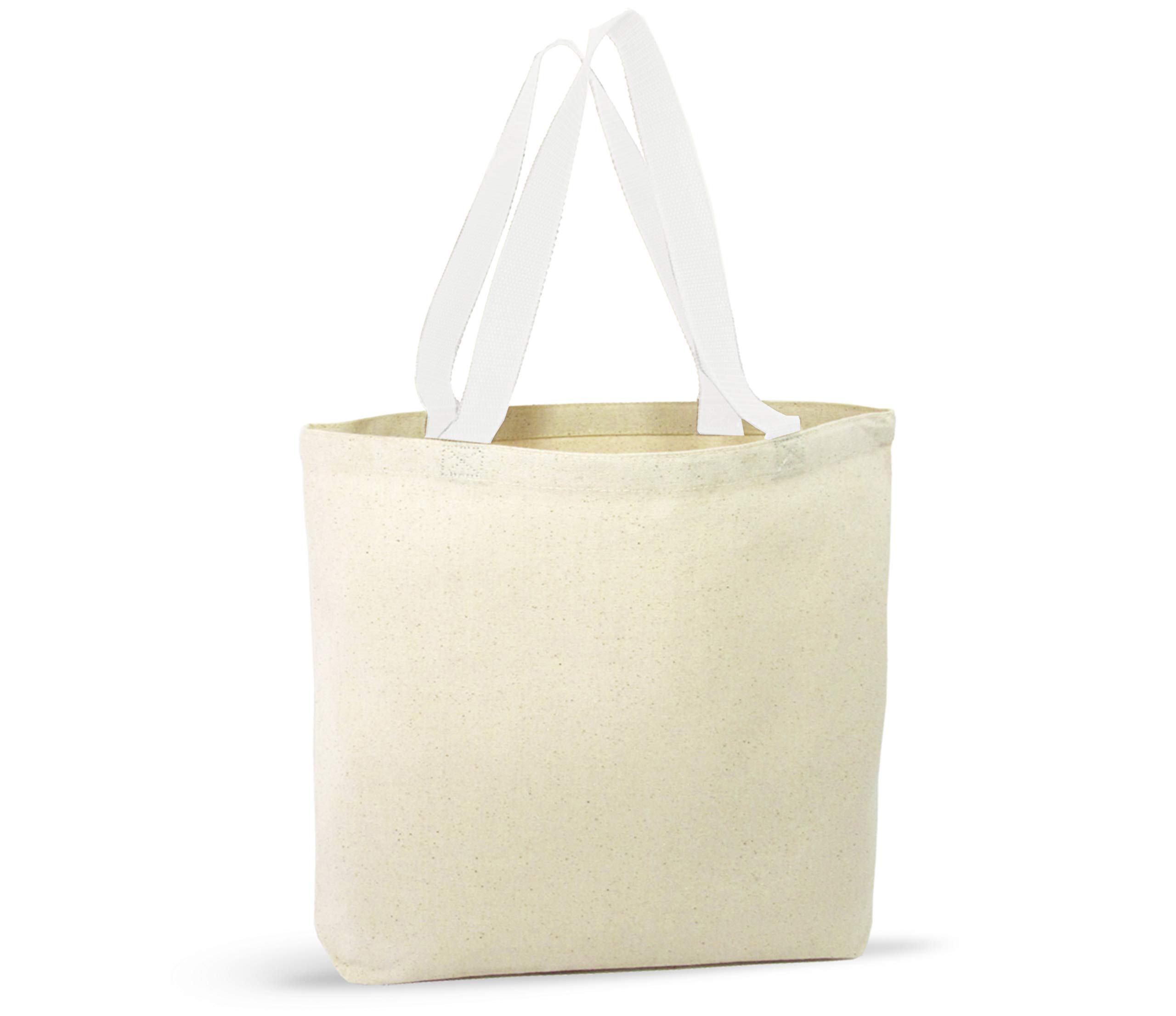 12 Pack DIY Customizable Canvas Tote Bags for Party Favors & Events - Bulk Plain Cotton Drawstring Bags for Arts, Crafts, School Projects & Beach Outings
