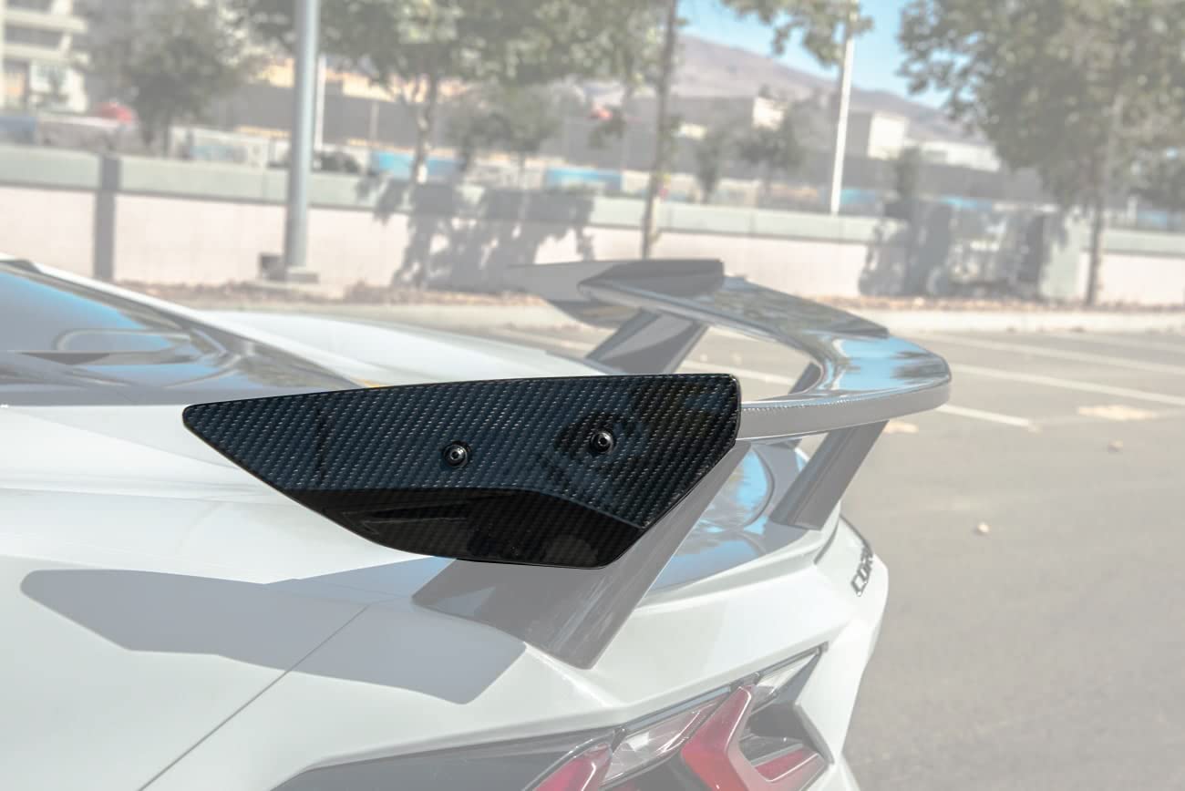 2020-Present Chevrolet Corvette C8 High Wing Spoiler Replacement - GM Factory Style Carbon Fiber Rear Trunk Lid Wing with Side Winglets | Perfect for Performance Upgrades & Track Racing