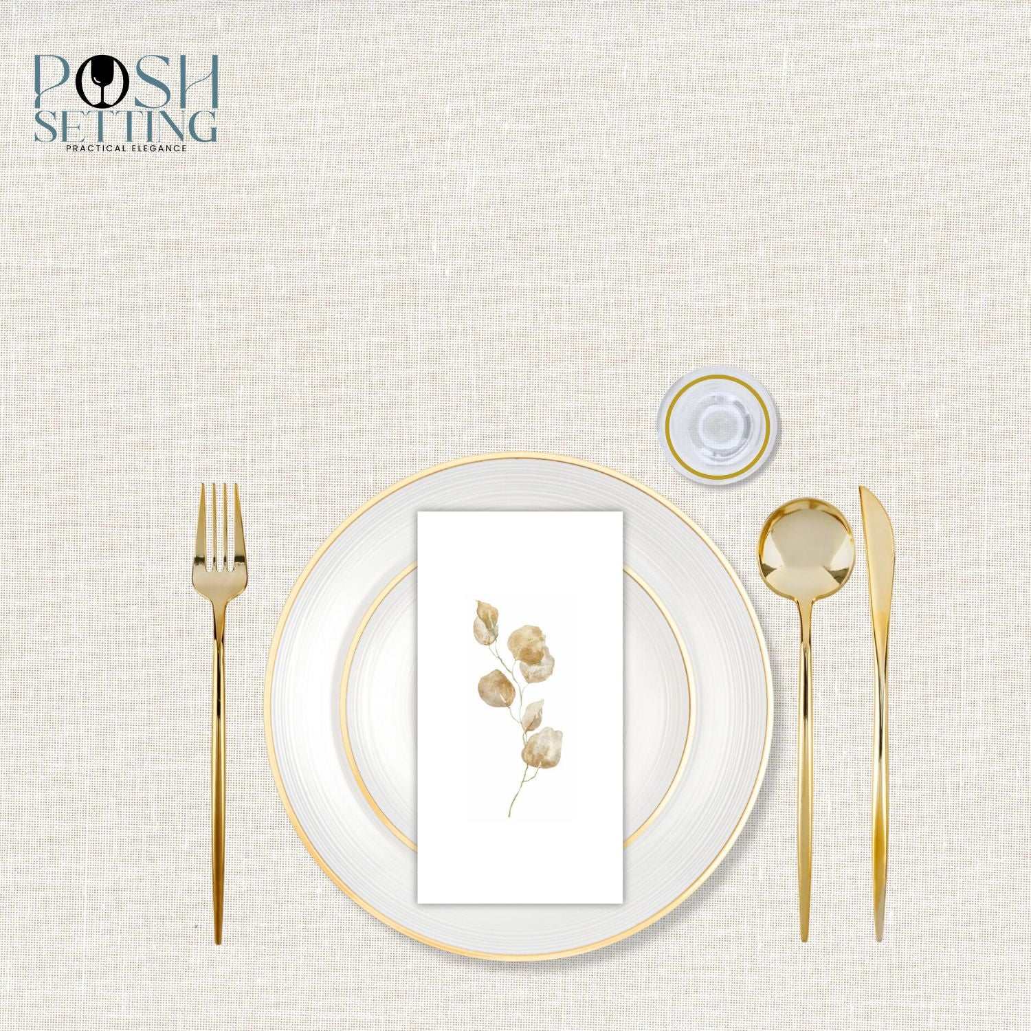 Luxury Pearl & Gold Disposable Plastic Party Tableware Set - Elegant Crystal Design for Weddings, Birthdays & Special Events
