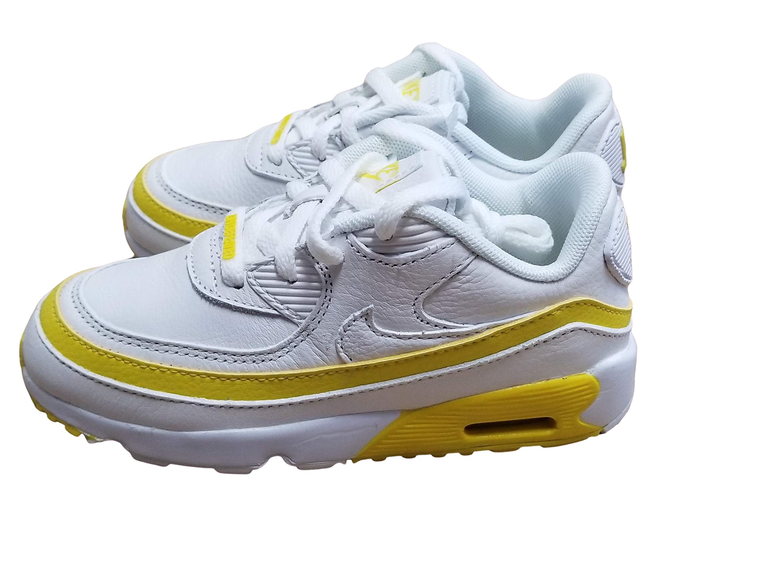 Nike Air Max 90 Undefeated White/Opti Yellow Kids Running Shoes Size 10C - Comfortable Sneakers for Boys & Girls, Perfect for School, Sports & Daily Wear