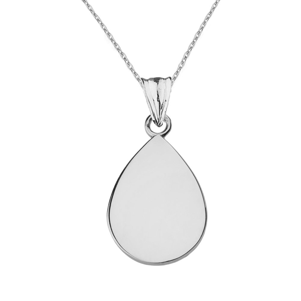 10k White Gold Teardrop Charm Pendant Necklace & Earrings Set for Women - Elegant Jewelry Gift for Birthday, Anniversary, Wedding, and Special Occasions