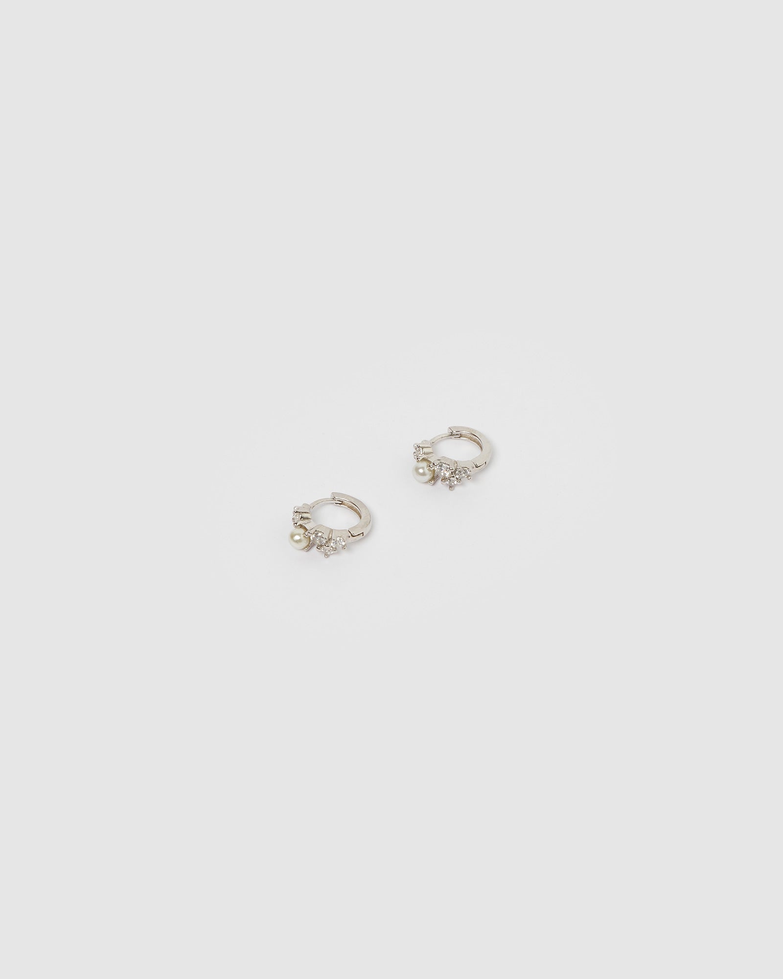 Izoa Carina Huggie Earrings - Sterling Silver with Clear Crystals for Women, Everyday Wear & Special Occasions