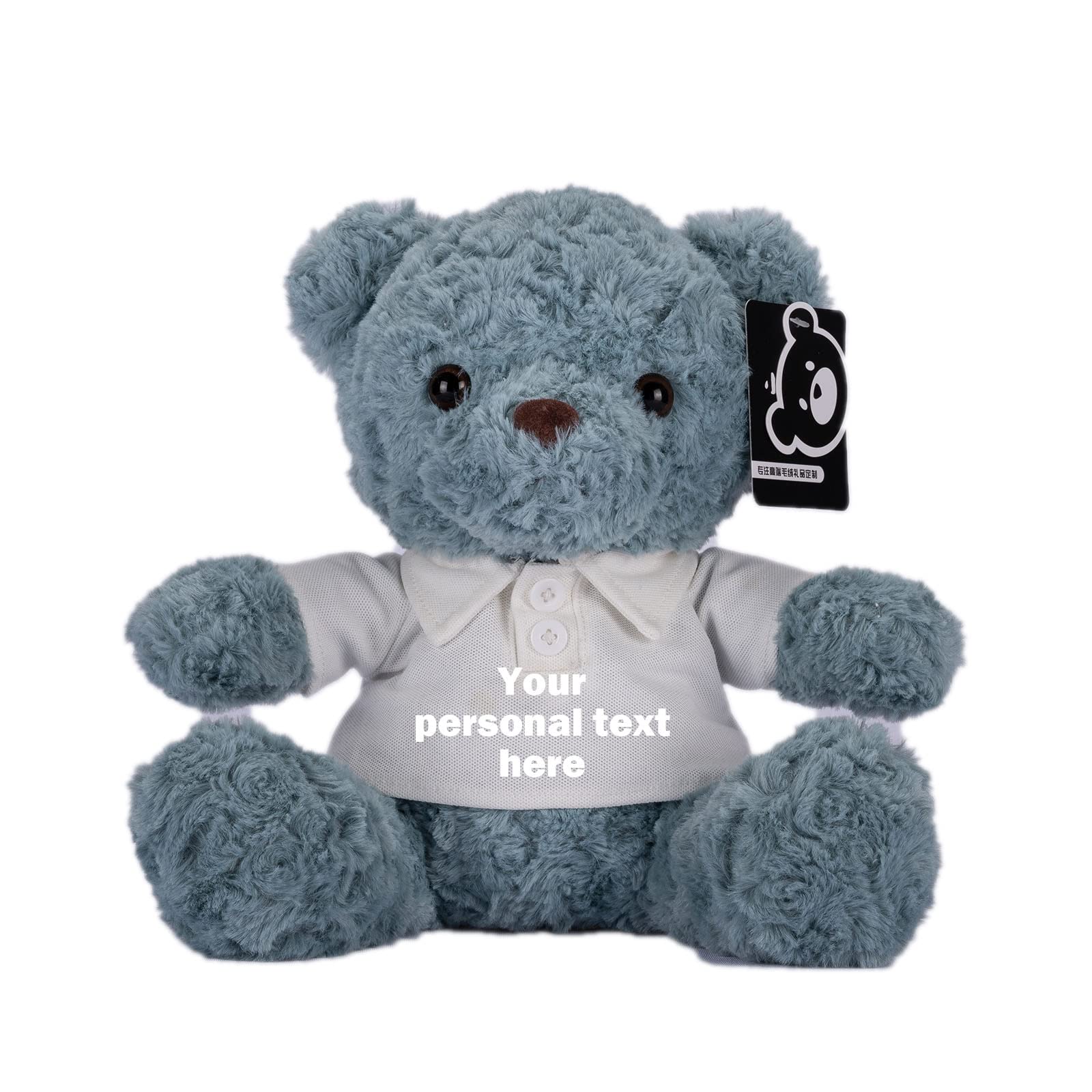Custom Personalized Teddy Bear Plush Toy with Text - 10 Inch Blue & White Stuffed Animal for Valentine's Day, Birthday Gifts for Men & Women | Perfect for Anniversaries, Baby Showers & Romantic Surprises