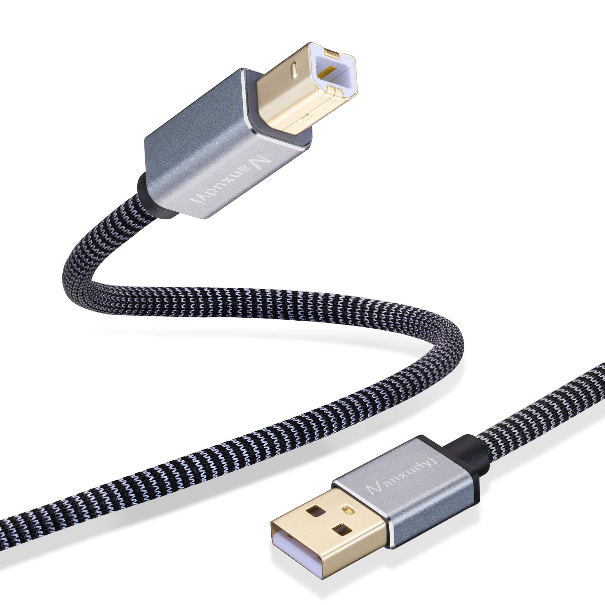 1ft USB 2.0 Printer Cable - High Speed Braided A Male to B Male Scanner Cord for HP, Canon, Dell, Epson, Lexmark, Xerox, Samsung Printers | Perfect for Home Office, Small Business & Photo Printing