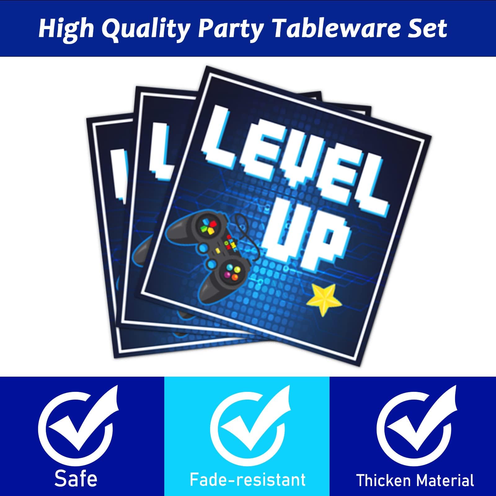 96-Piece Video Game Party Supplies Set - Paper Plates, Napkins & Decorations for Gaming Themed Birthday Party | Kids Party Favors | Serves 24 Guests | Perfect for Gaming Birthday Parties, LAN Parties & Esports Events