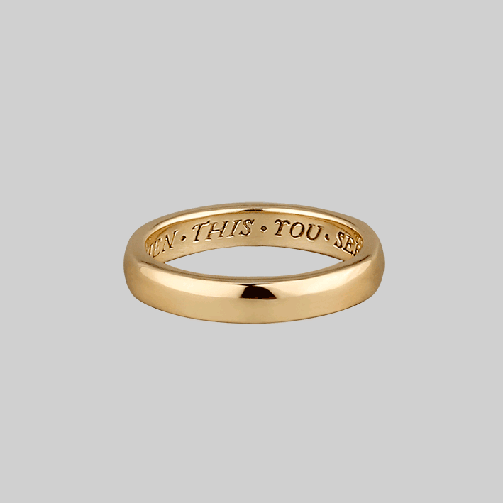Gold Posie Ring Engraved 'When This You See Remember Me' - Vintage Inspired Jewelry for Weddings, Anniversaries & Romantic Gifts