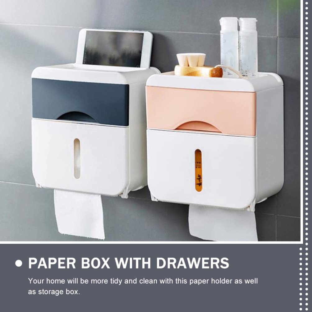 FOMIYES No-Drill Bathroom Storage Box & Toilet Paper Holder - ABS Wall-Mounted Tissue Organizer for Bathroom, Kitchen, RV - Space-Saving Shelf for Toilet Rolls, Facial Tissues & Bath Essentials