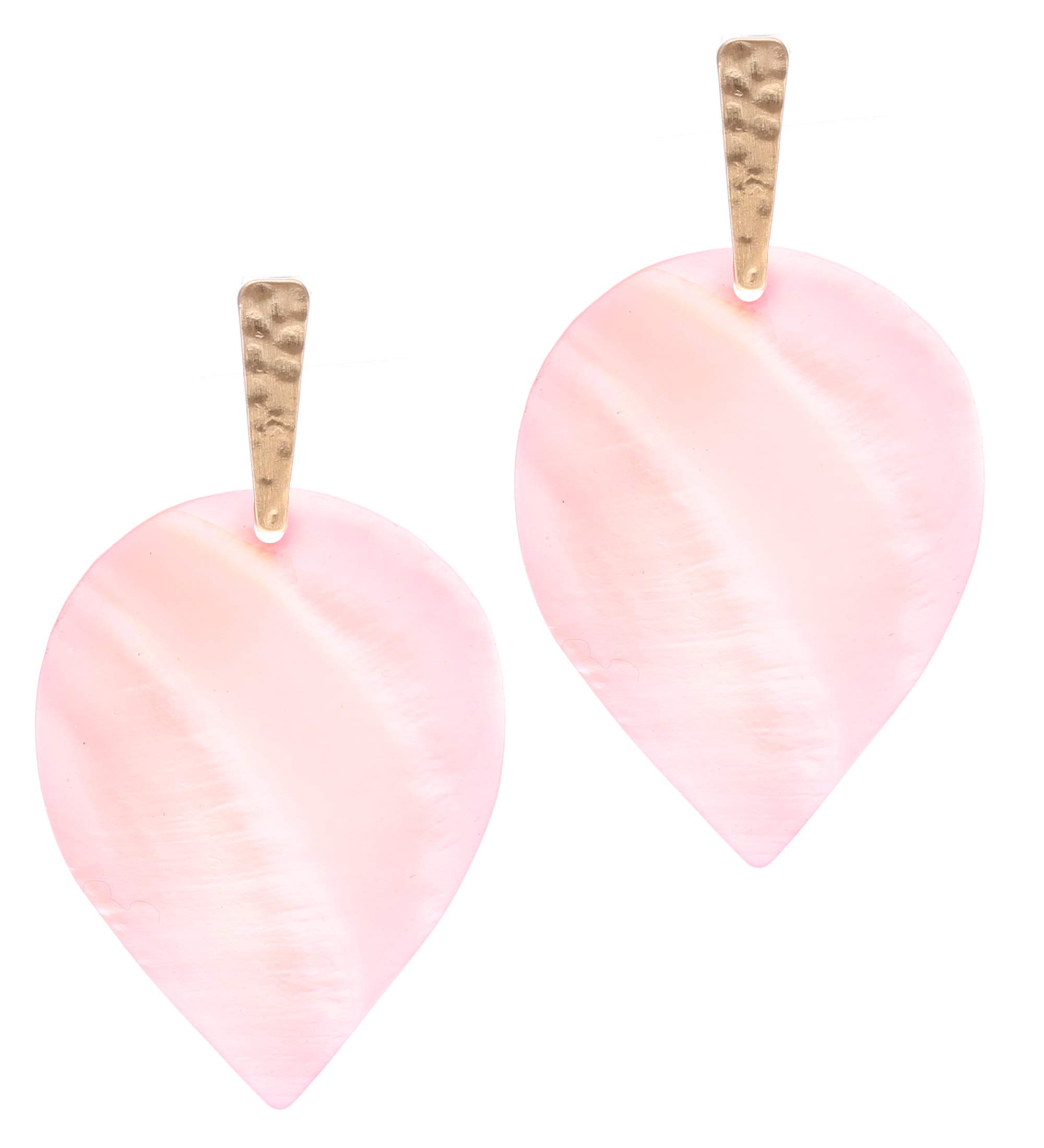 MIRMARU Genuine Shell Leaf Dangle Drop Post Earrings for Women - Lightweight Petal Leaf Statement Gold Stud Earrings | Perfect for Beach Weddings, Summer Parties & Boho Fashion