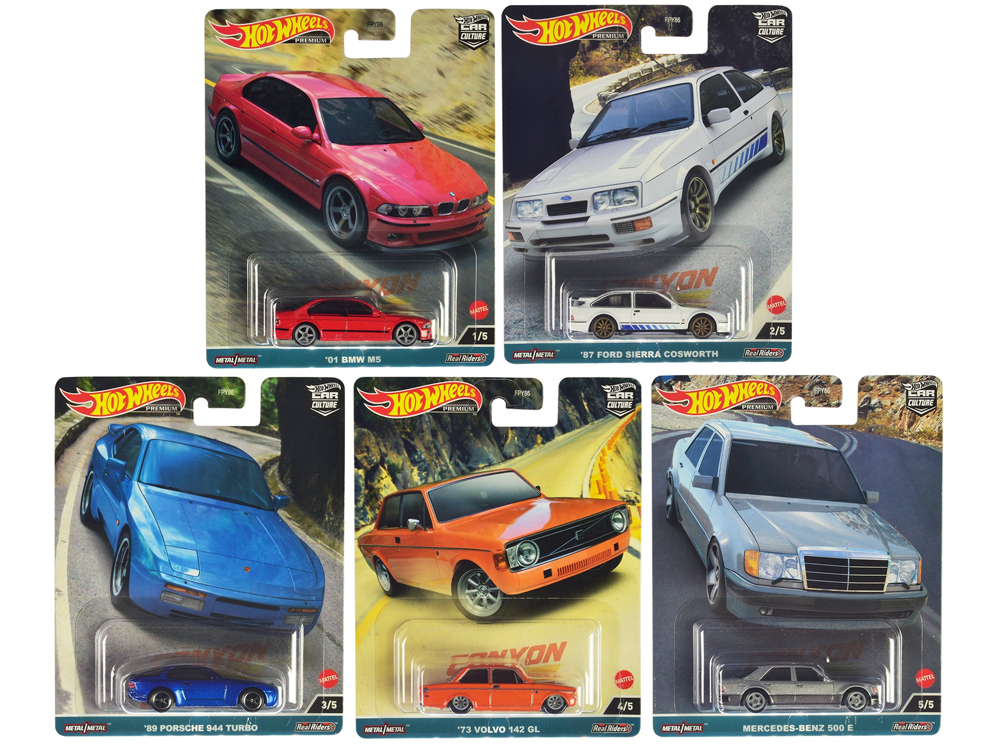 Hot Wheels Canyon Warriors 5-Piece Die Cast Model Car Set - Collectible Car Culture Series for Display & Racing - Perfect for Kids, Collectors & Track Play