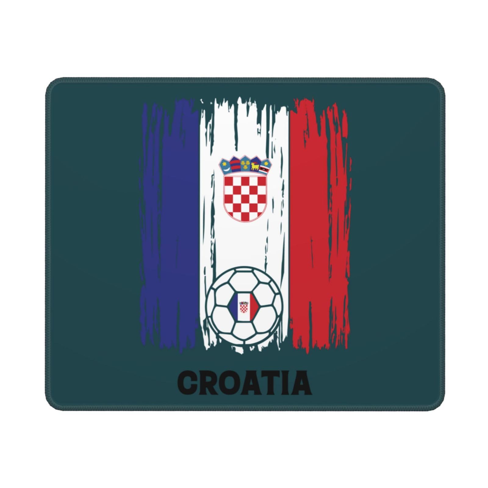 Croatia Football Flag Mouse Pad - 10x12 Inch Waterproof Non-Slip Rubber Gaming Mouse Pad for Laptop & Office Use - Perfect for Soccer Fans, PC Gamers and Workstations