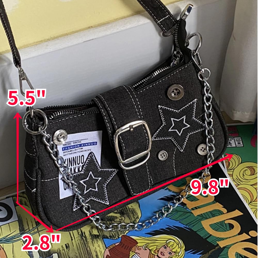 Trendy Grunge Hobo Bag for Women - Vintage Y2K Fairy Grunge Shoulder Bag & Crossbody Purse | Perfect for Concerts, Festivals & Boho Outfits