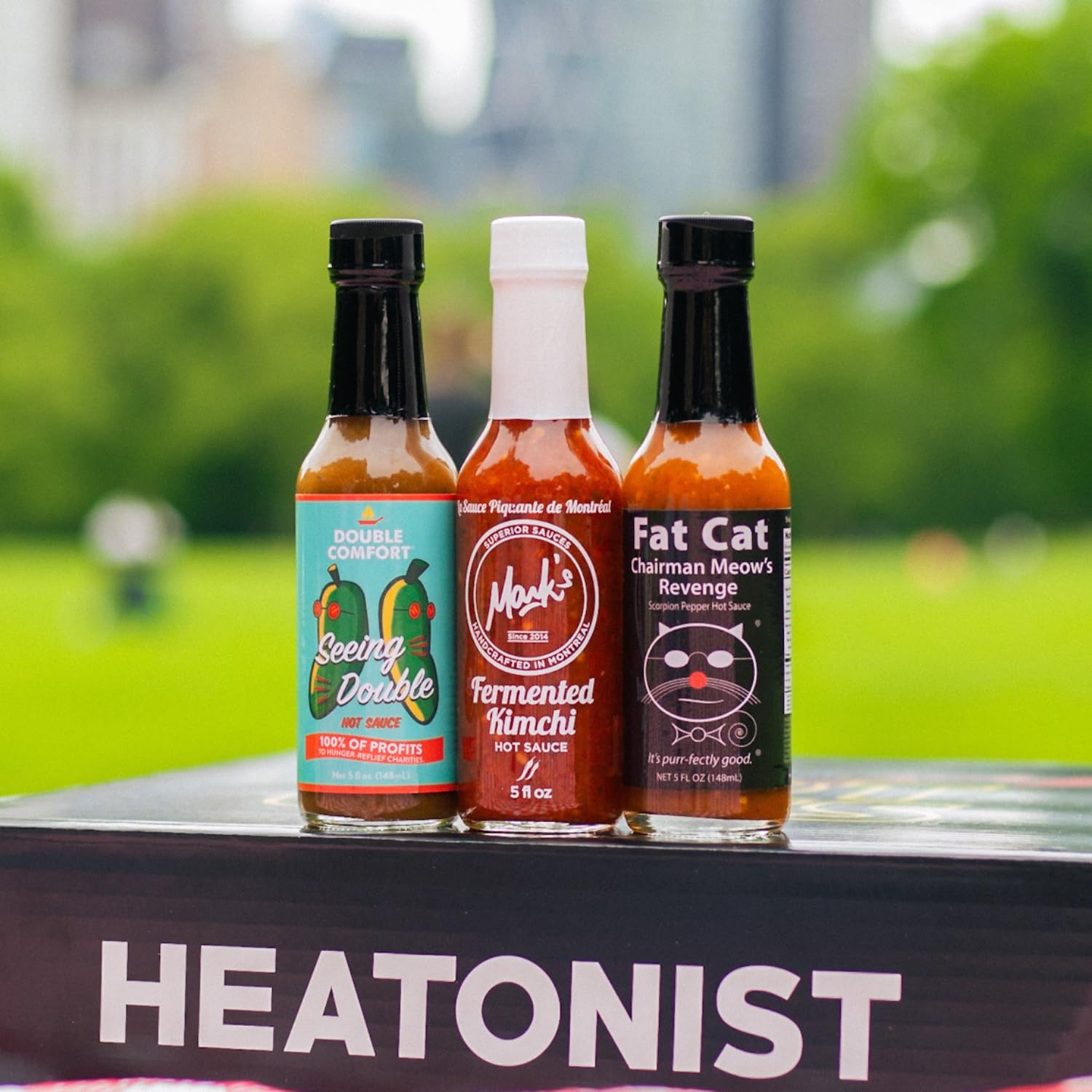 Hot Ones Season 24 Warmup Pack - 3-Pack of 5 fl oz Hot Sauces (Seeing Double, Fermented Kimchi, Fat Cat Chairman Meow Revenge) | All Natural Ingredients | Perfect for Spicy Food Lovers, Game Nights & Hot Sauce Challenges