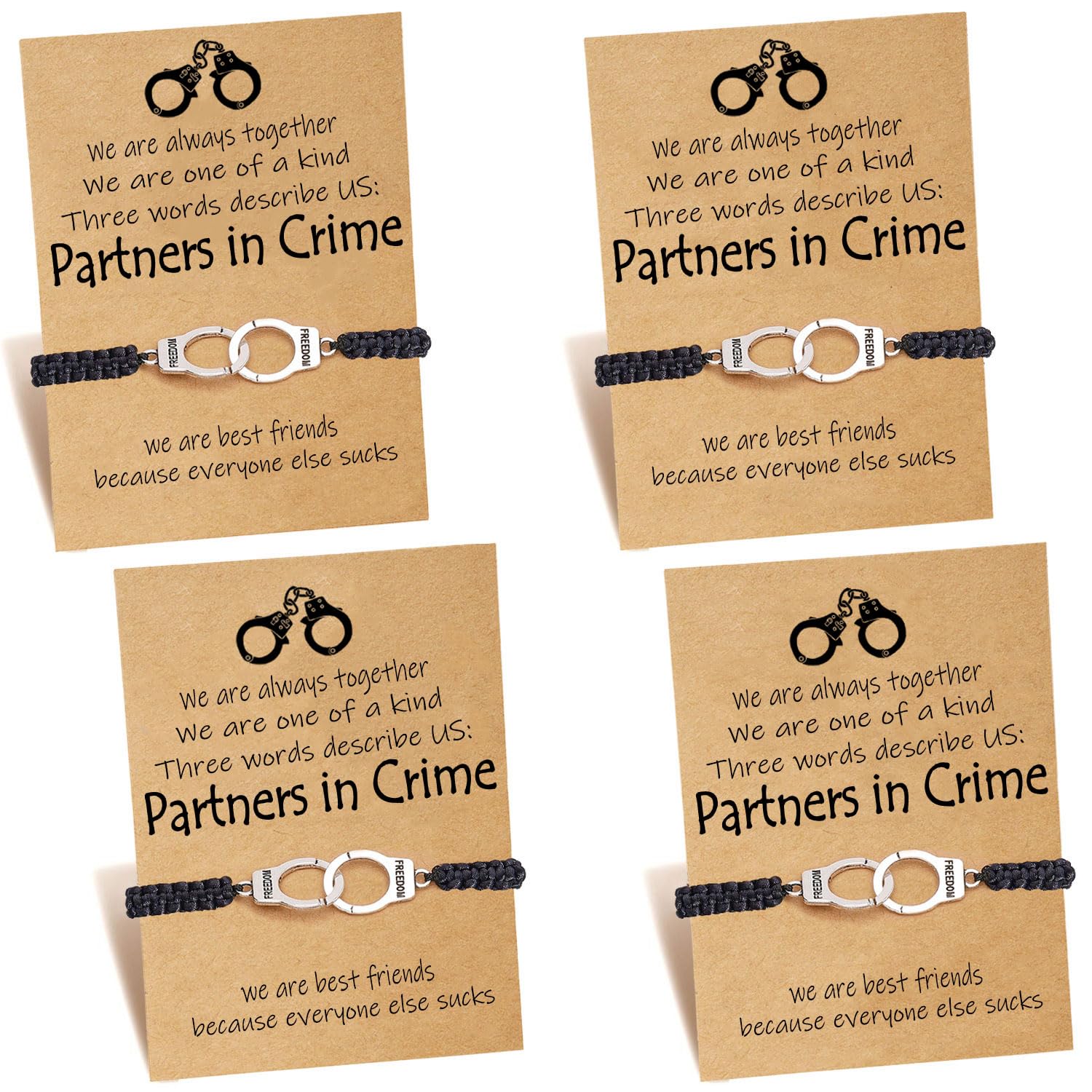 RAYSTAR Best Friend Bracelets for Women - Matching BFF Friendship Bracelets Set of 2/3/4 - Thoughtful Birthday Gifts for Her - Perfect for Sister, Partner in Crime & Bestie - Handcuff Style Jewelry for Special Occasions & Everyday Wear