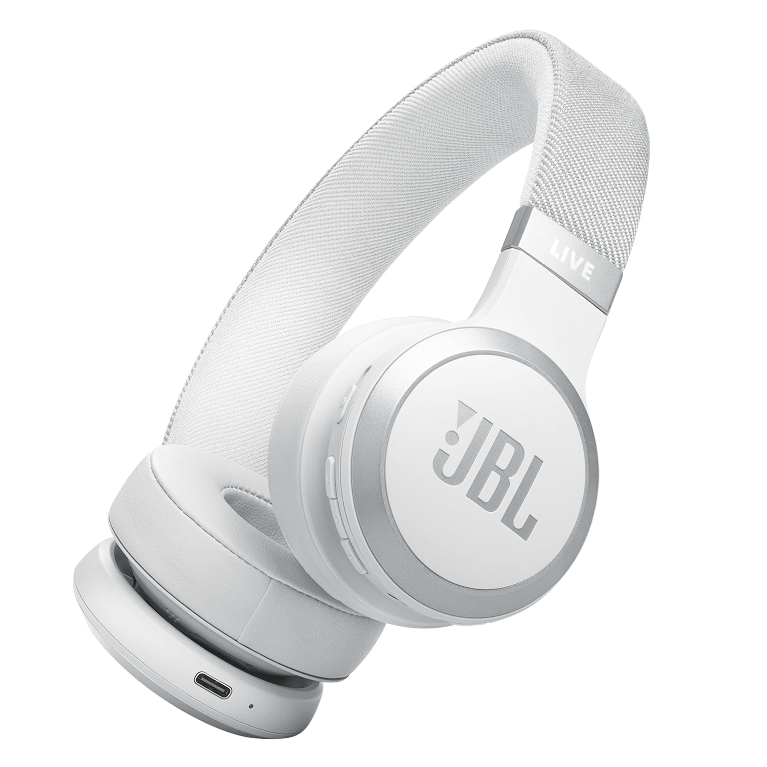 JBL Live 670NC Wireless On-Ear Headphones with Active Noise Cancelling, 65H Battery Life & Hi-Res Audio - White | Perfect for Travel, Work & Music Lovers