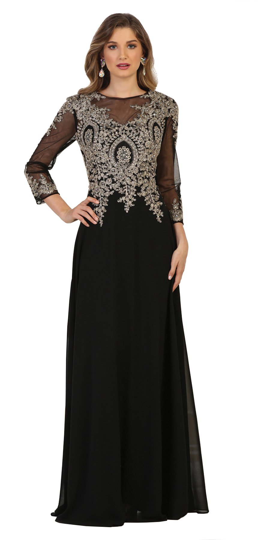 Elegant Long Sleeve Mother of The Bride Dress MQ1549 | Formal Evening Gowns for Weddings & Special Occasions | Plus Size & Custom Options Available