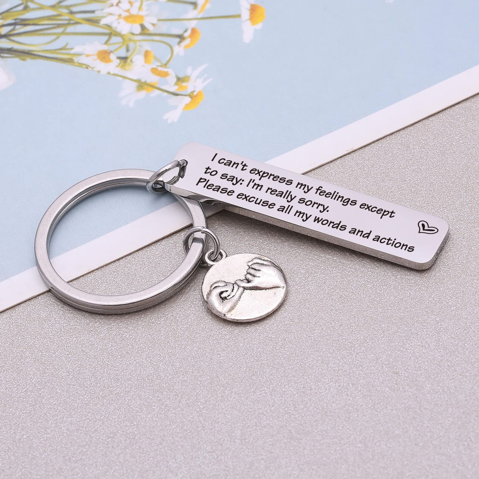 TzrNhm Blossom Apology Keychain - Best Friend Gift, I'm Sorry Present for Boyfriend or Girlfriend - Cute Jewelry for Forgiveness | Perfect for Anniversaries, Valentine's Day & Making Up