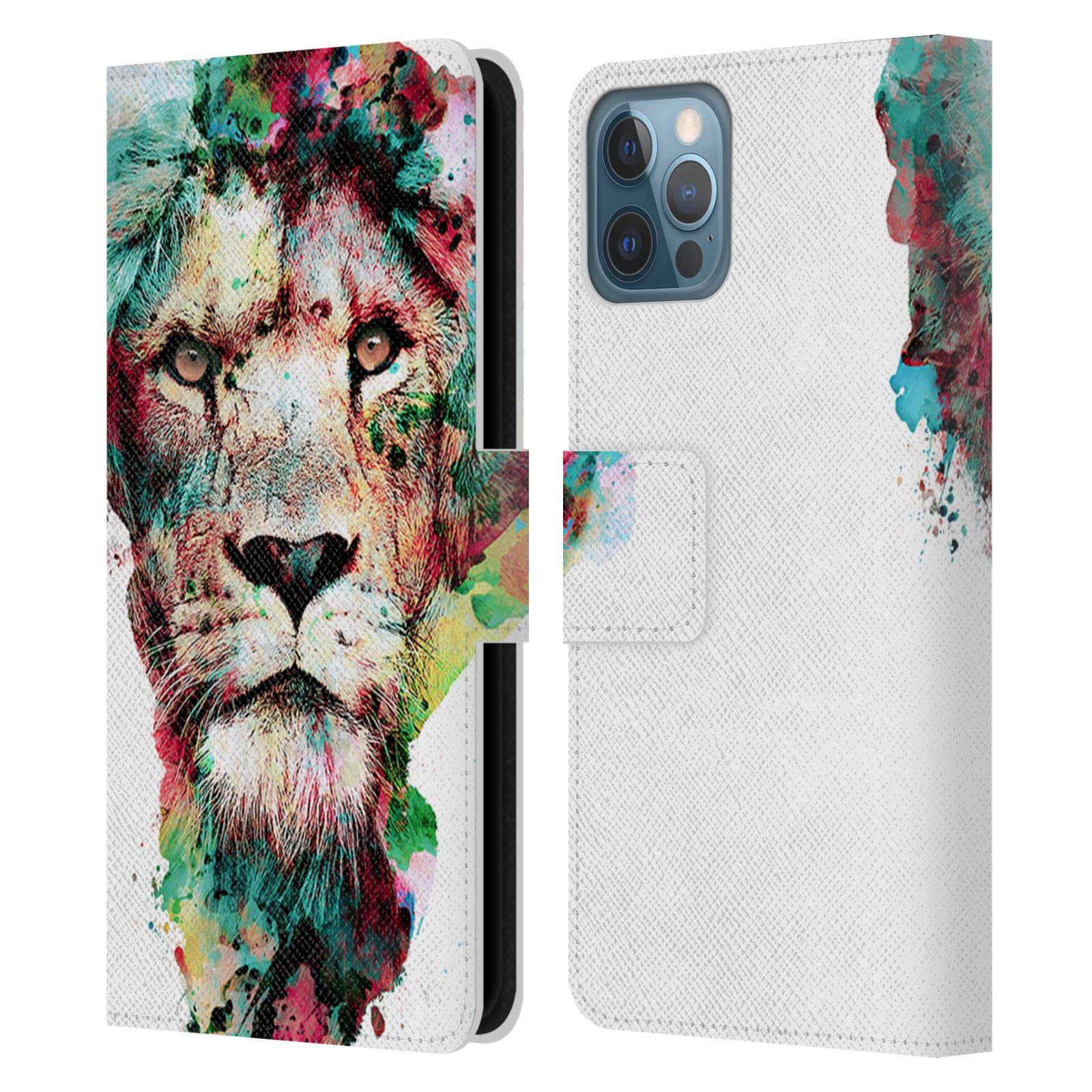 Head Case Designs Riza Peker The King Animals Leather Book Wallet Case Cover for iPhone 12 / 12 Pro - Officially Licensed Protective Phone Case for Everyday Use & Travel