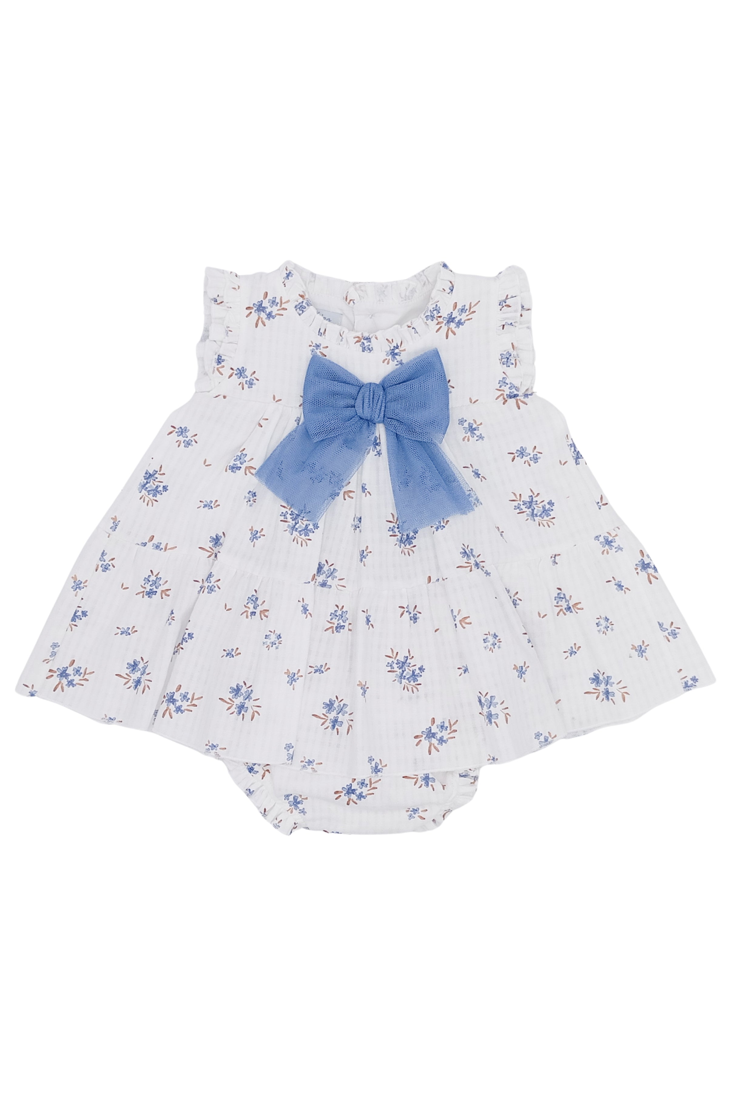 Violet Sky Blue Floral A-Line Dress with Bloomers - Elegant Summer Dress for Women, Perfect for Garden Parties, Weddings & Special Occasions
