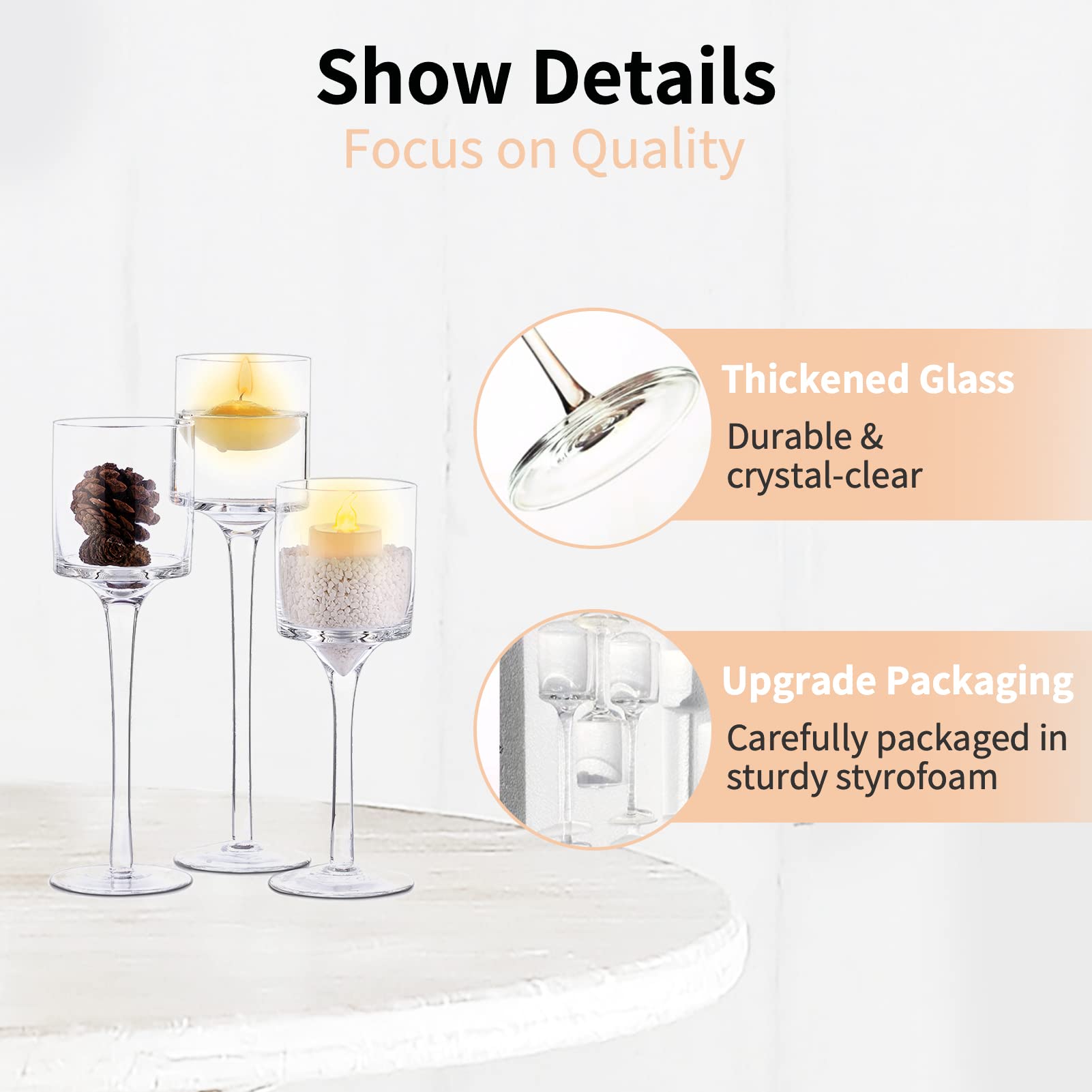 30 Pcs Clear Tall Glass Pillar Candle Holders - Elegant Tea Light Candle Holder Set for Wedding Centerpieces, Home Decor & Floating Candles | Perfect for Romantic Dinners, Party Decorations & Holiday Tablescapes