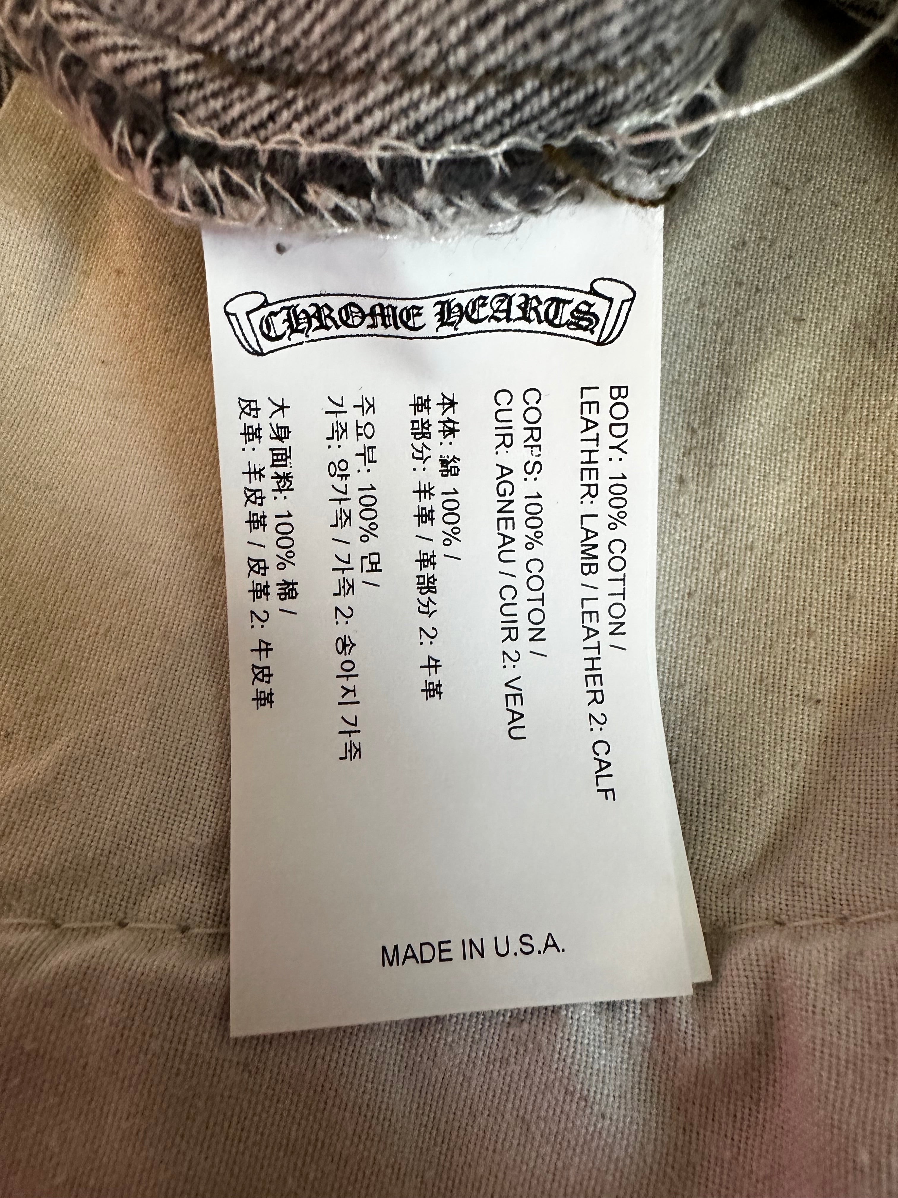 Chrome Hearts x Levi's Grey & Pink Hong Kong Patch Distressed Jeans for Men & Women | Vintage Denim Pants with Unique Embroidery - Perfect for Streetwear & Casual Outfits