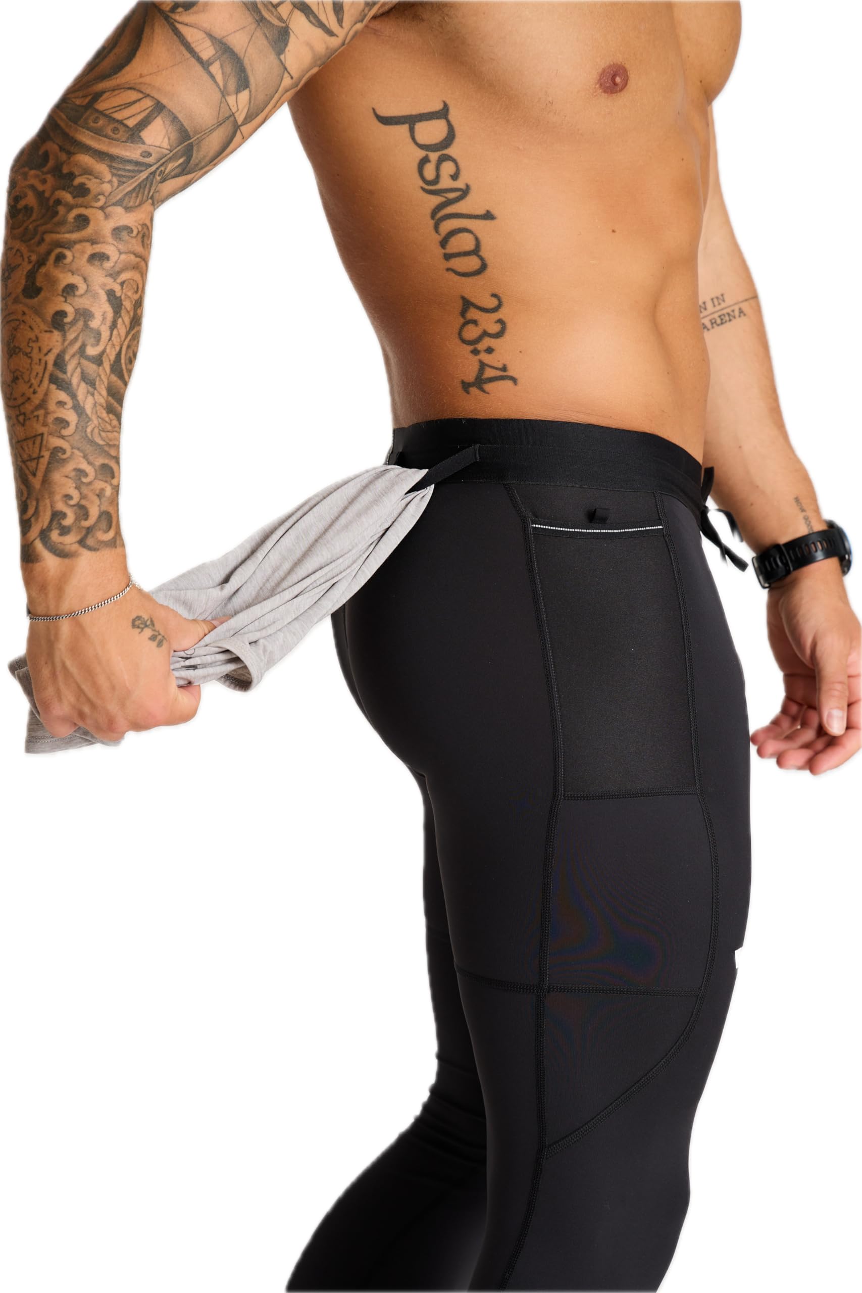 WOLACO Sprint Full Tight Compression Pants for Men with Phone Pocket - Running, Workout & Training Performance Leggings