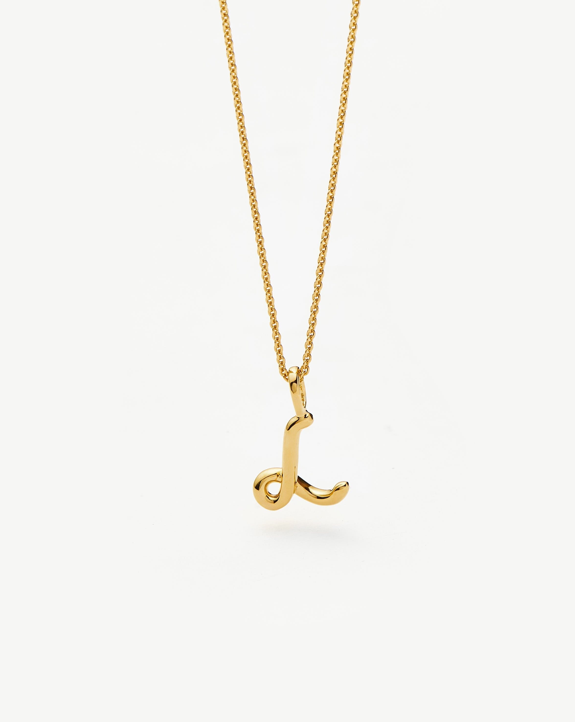 18k Gold Vermeil Curly Molten Mini Initial Necklace - Personalized Name Letter Pendant for Women, Gift for Her, Birthday, Anniversary, Valentine's Day