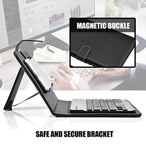 Universal Bluetooth Keyboard with Leather Case - Detachable Flip Stand for 4.5
