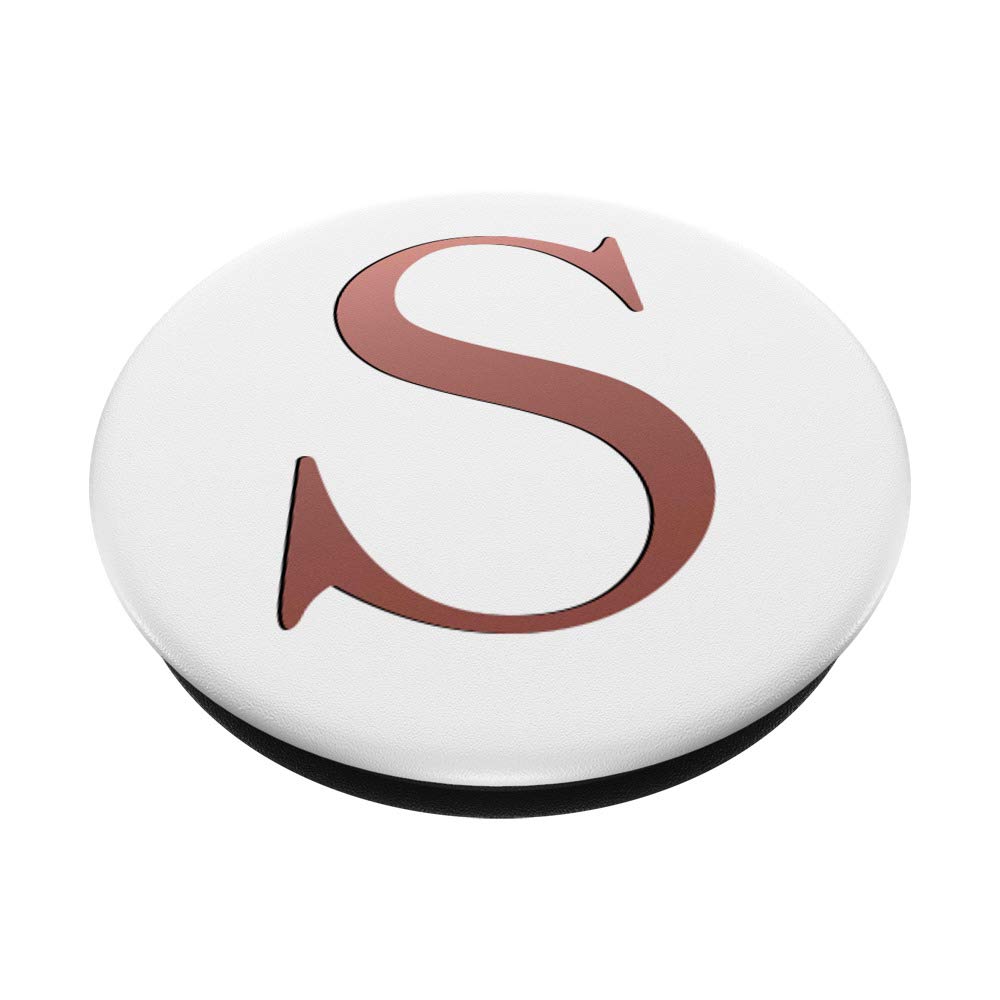 Rose Pink Letter S Monogram PopSocket Swappable PopGrip - White Background Custom Phone Grip for iPhone, Samsung & Smartphones | Perfect for Selfies, Calls & Secure Phone Handling