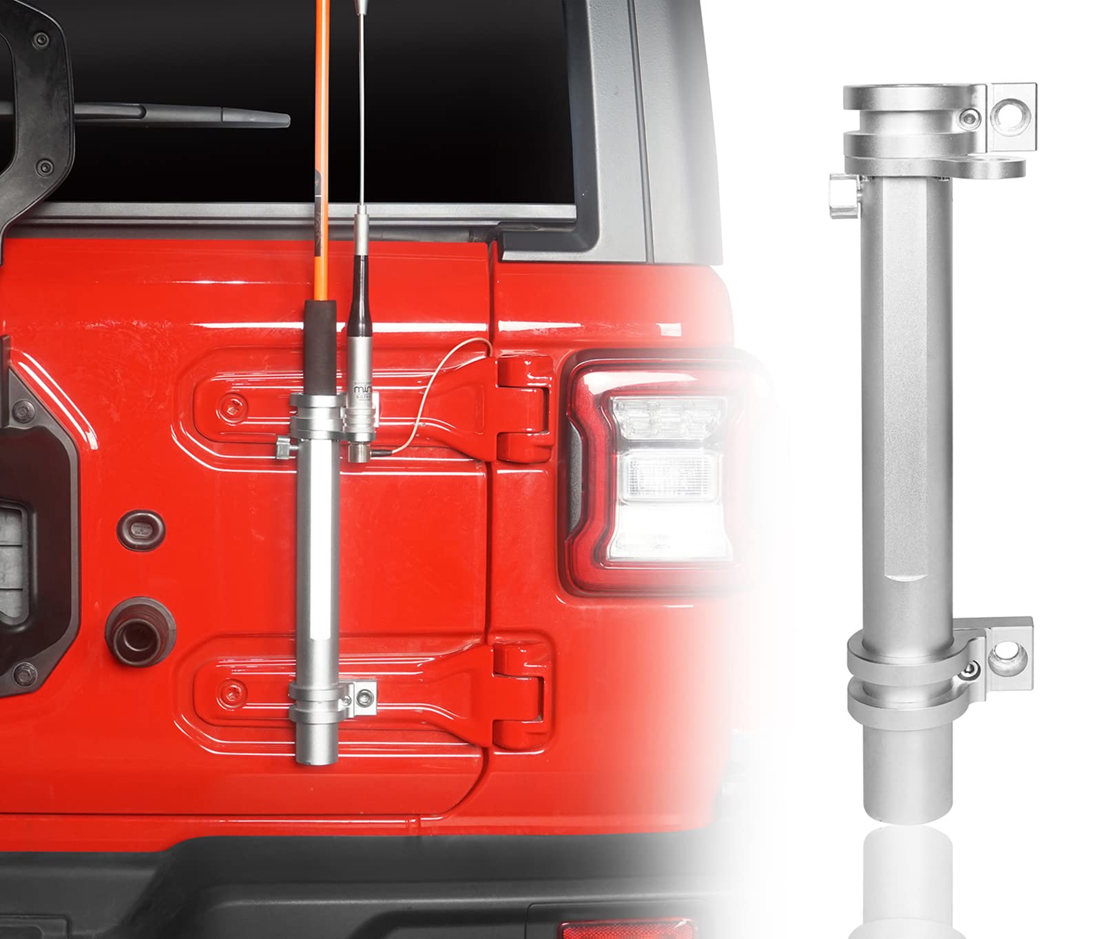 Hooke Road Wrangler Tailgate Hinge Mount - Single Flag & CB Radio Antenna Holder Bracket for Jeep Wrangler JL & JLU Unlimited (2018-2022) | Off-Road Adventure Accessory for Camping & Overlanding
