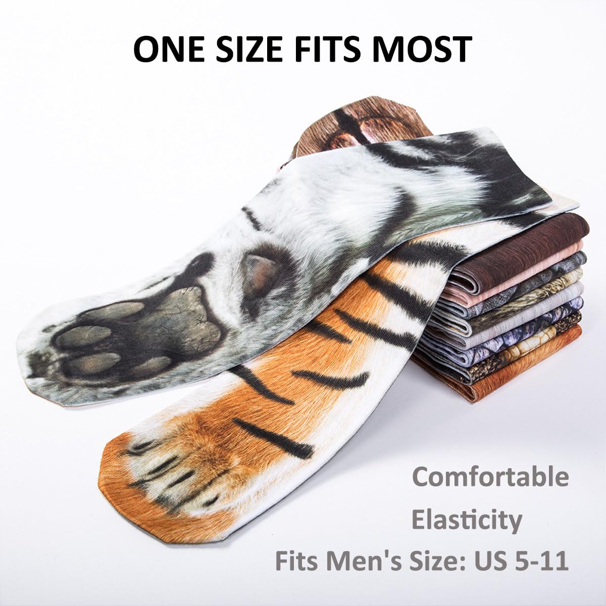 Funny Animal Paw Socks - Cute Novelty Socks for Men, Women, Teens - Perfect Birthday Gifts, Christmas Stocking Stuffers, White Elephant Gifts - Great for Parties, Office Gag Gifts & Cozy Home Wear