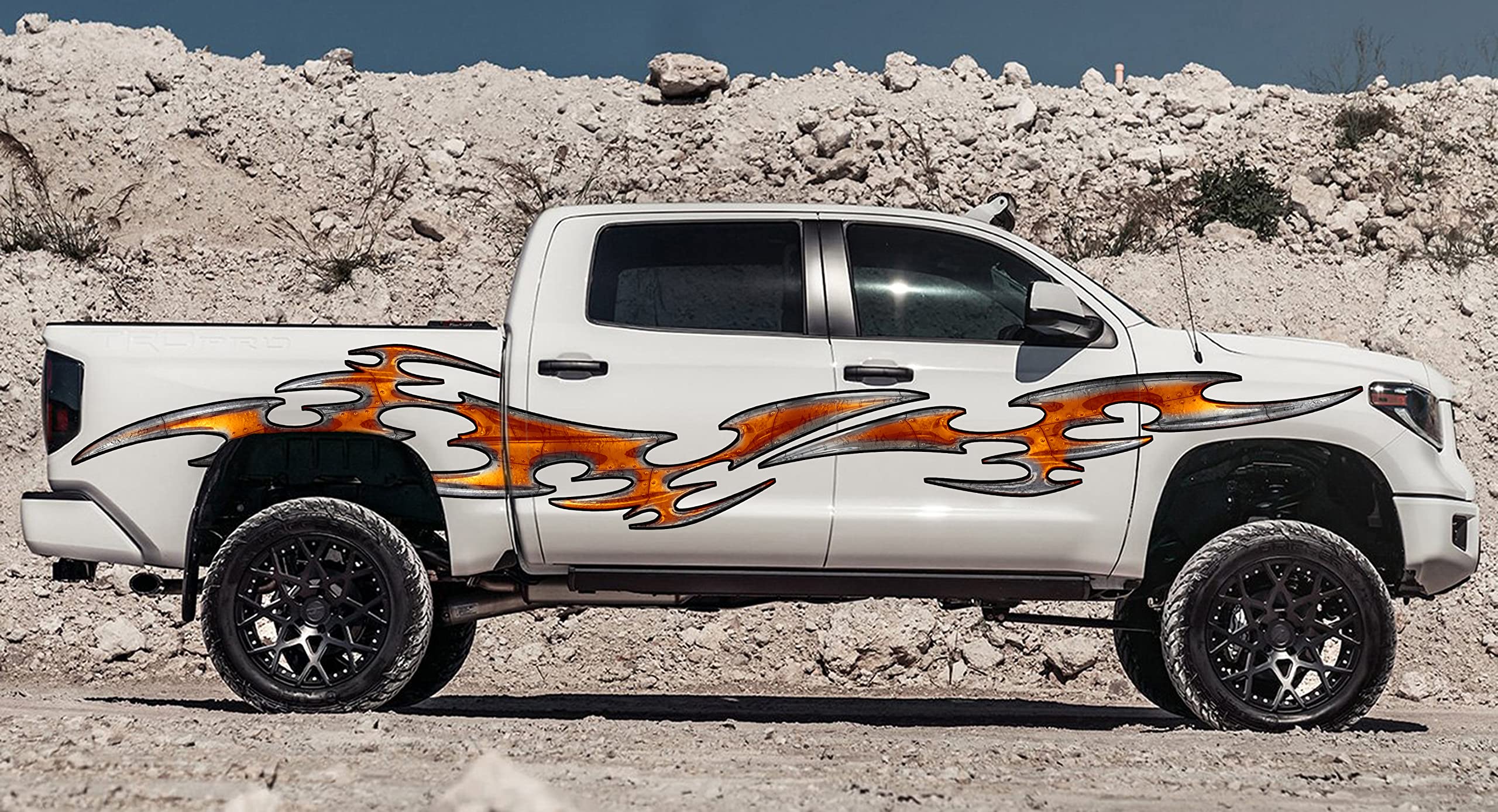 Premium Carbon Fiber Tribal Truck Vinyl Graphics Decal - 20x60 Inches - Waterproof & UV Resistant - Easy to Apply - Enhance Your Truck's Style for Off-Roading & Custom Car Shows