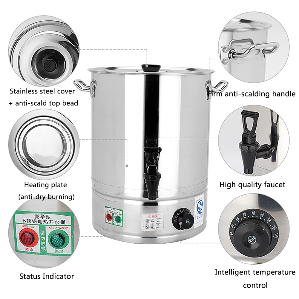 58L Stainless Steel Electric Boiling Water Bucket - Large Capacity Commercial Automatic Heat Preservation Soup Warmer for Restaurants, Offices, Coffee Shops, Buffalo Milk, Tea & Dessert Wine - Perfect for Catering, Buffets & Beverage Service